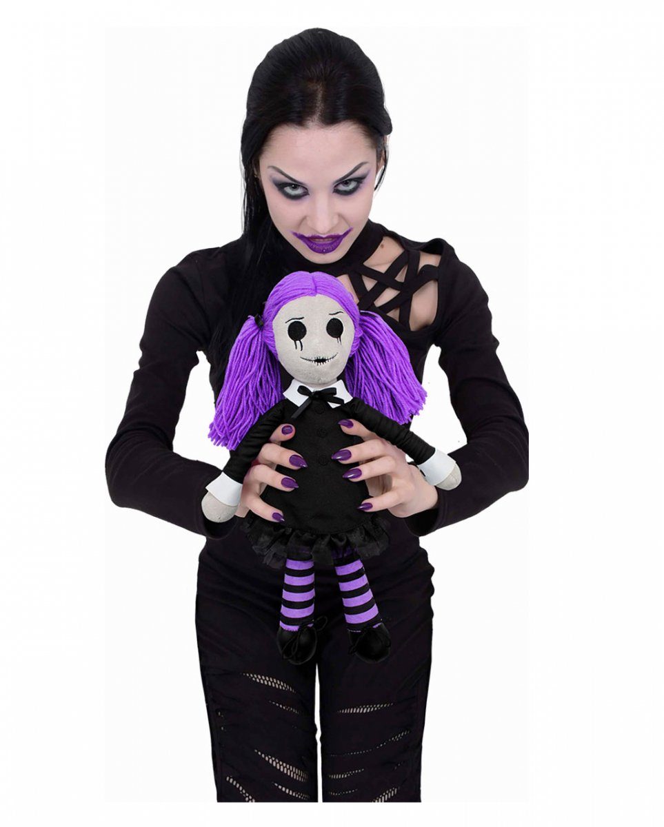 Horror-Shop Dekofigur 39cm Rag Plüschpuppe Gothic Doll als Viola
