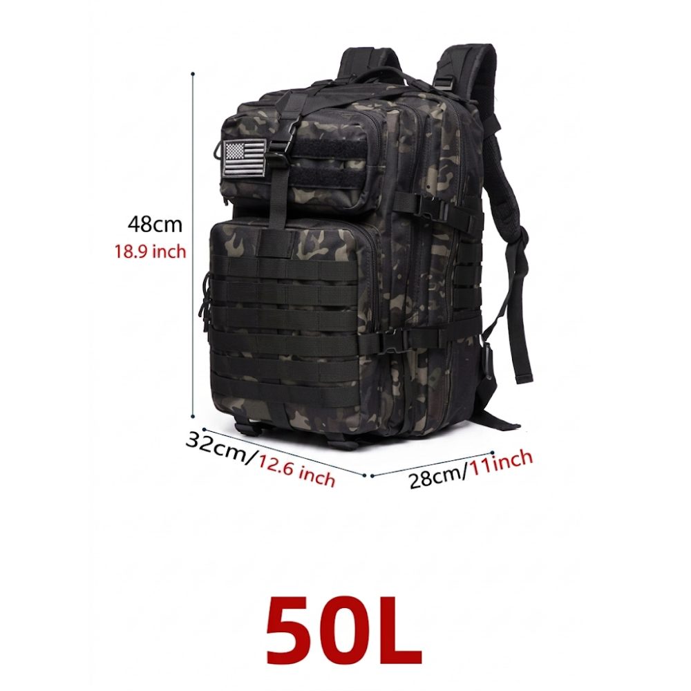 Athlix Wanderrucksack taktischer Wanderrucksack inklusive Laptopfach Outdoor, Softback, Ergonomisches Tragesystem, 50-Liter-Volumen – Bild 4 von 5