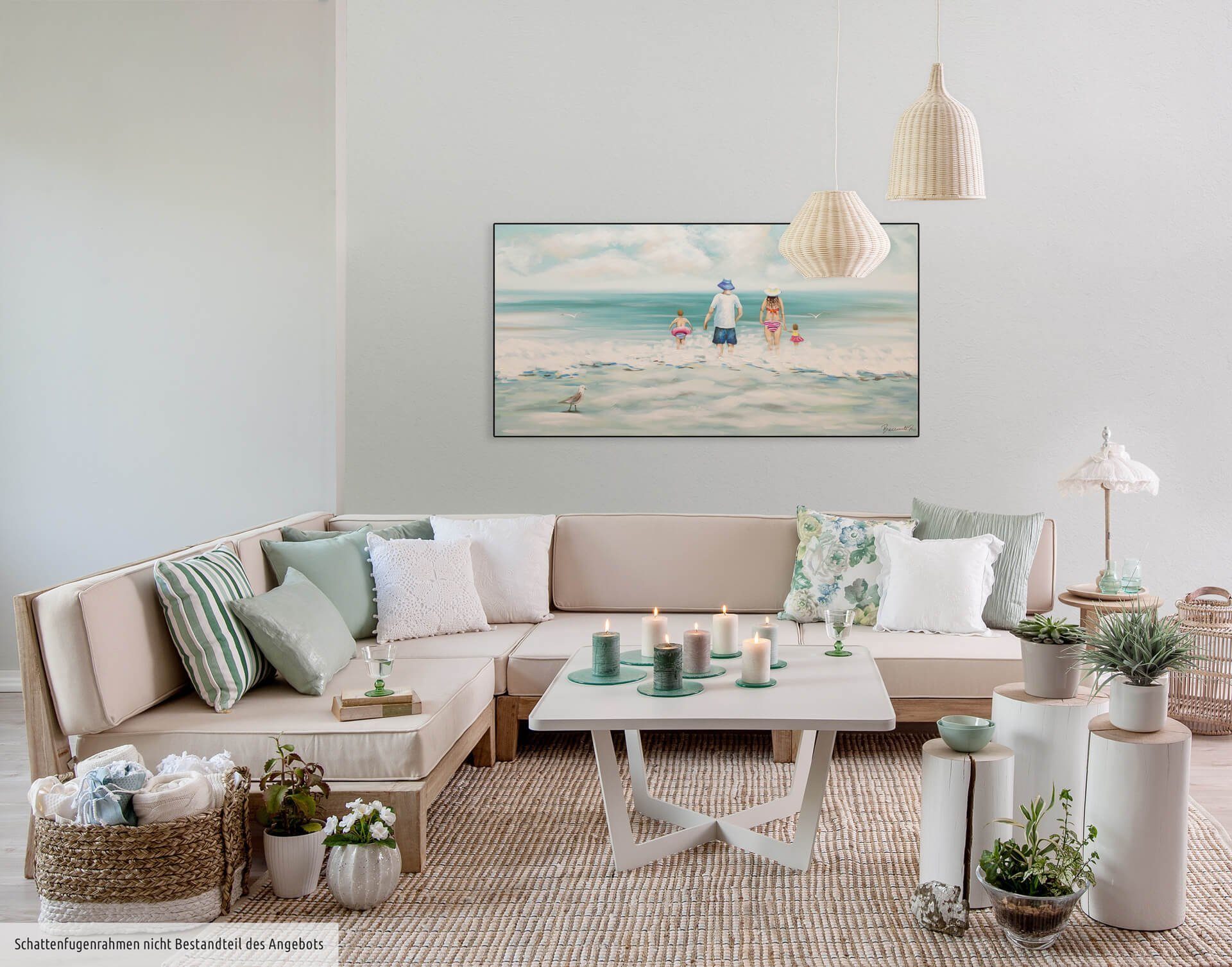 HANDGEMALT KUNSTLOFT Gemälde 100% Wandbild Leinwandbild cm, Wohnzimmer Familienzeit 120x60