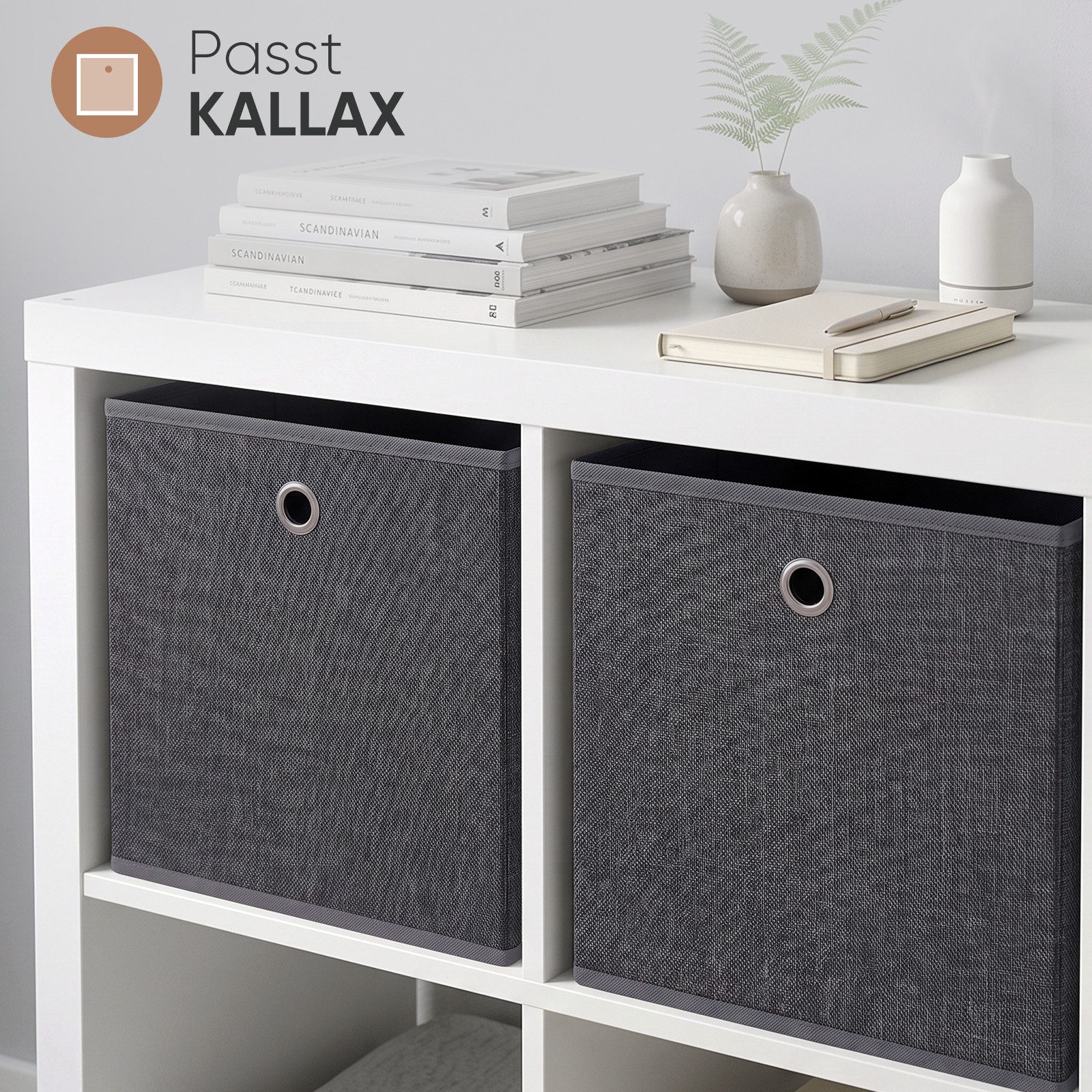Sekey Aufbewahrungsbox Aufbewahrungsboxen 6er Set, faltbare Ordnungsboxen mit Griff, 33 x 33 x 33 cm, Dunkelgrau Faltboxen aus Vliesstoff für Aufbewahrung – Bild 4 von 5