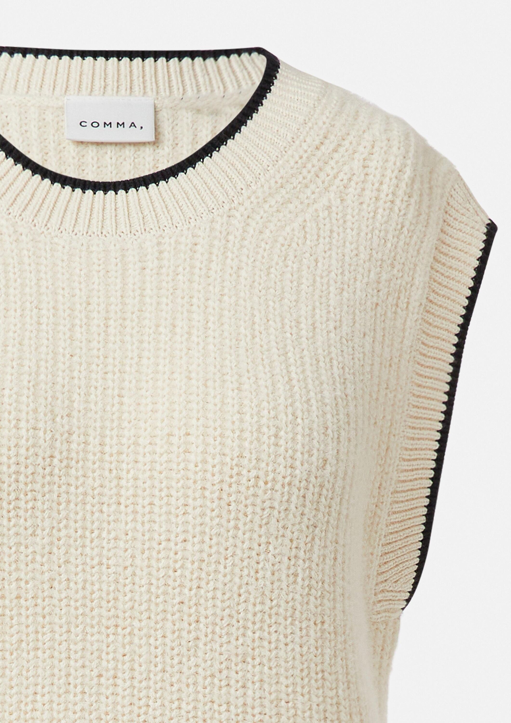 comma Rundhalspullover Strickpullunder Weicher Strickpullunder mit Kontraststreifen