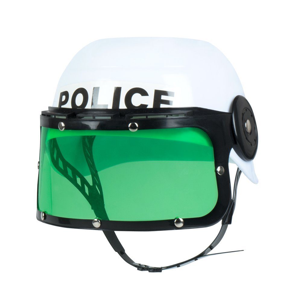 Boland Polizei-Kostüm Police Polizeihelm für Kinder, Klassischer Kinderhelm mit grünem Visier