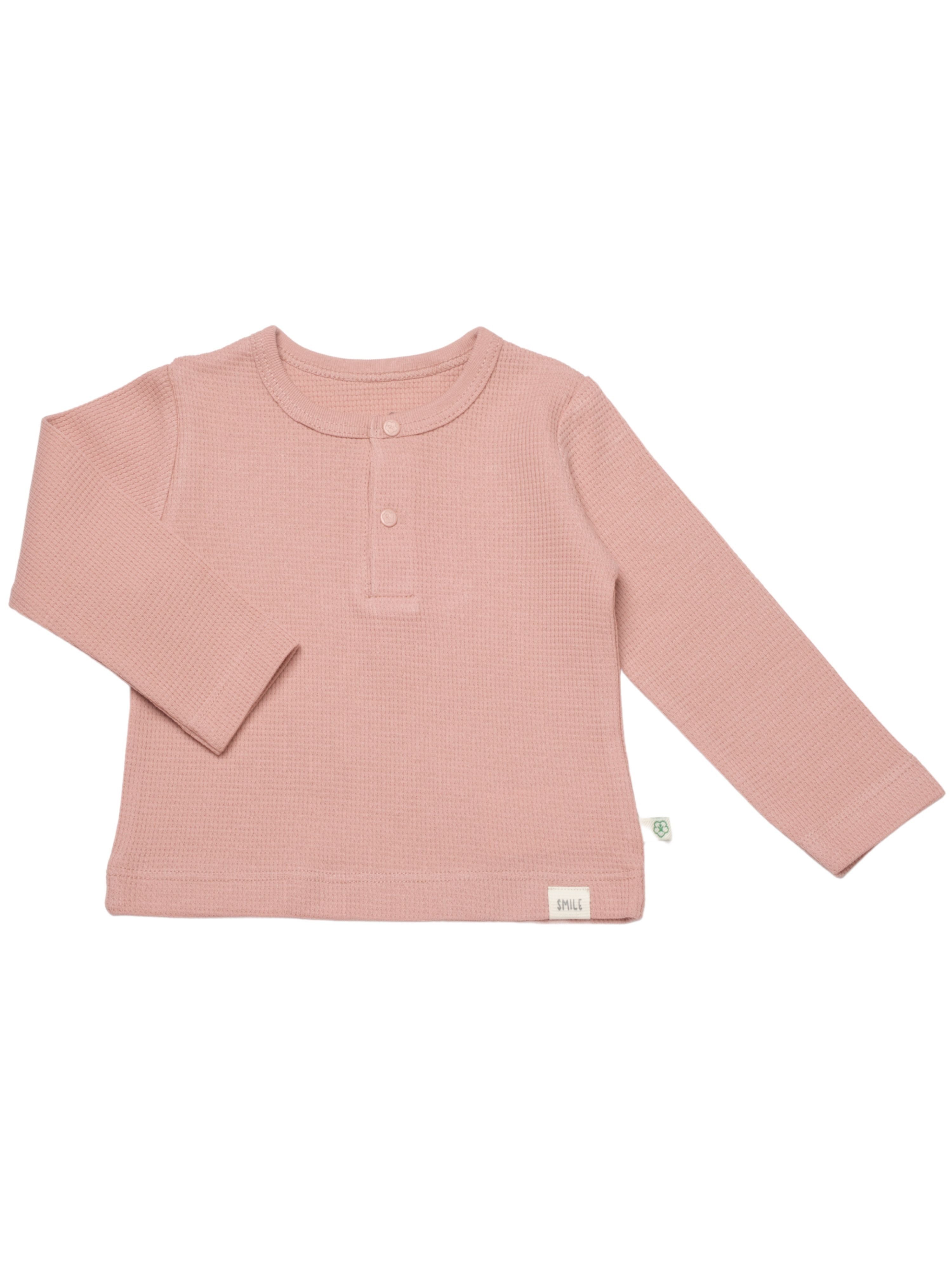biorganic Langarmshirt & Hose Baby Waffle Smile für Jungen und Mädchen Unisex Langarm (2-tlg., Shirt & Hose) Waffelmuster, Bio-Baumwolle Größe 68-86