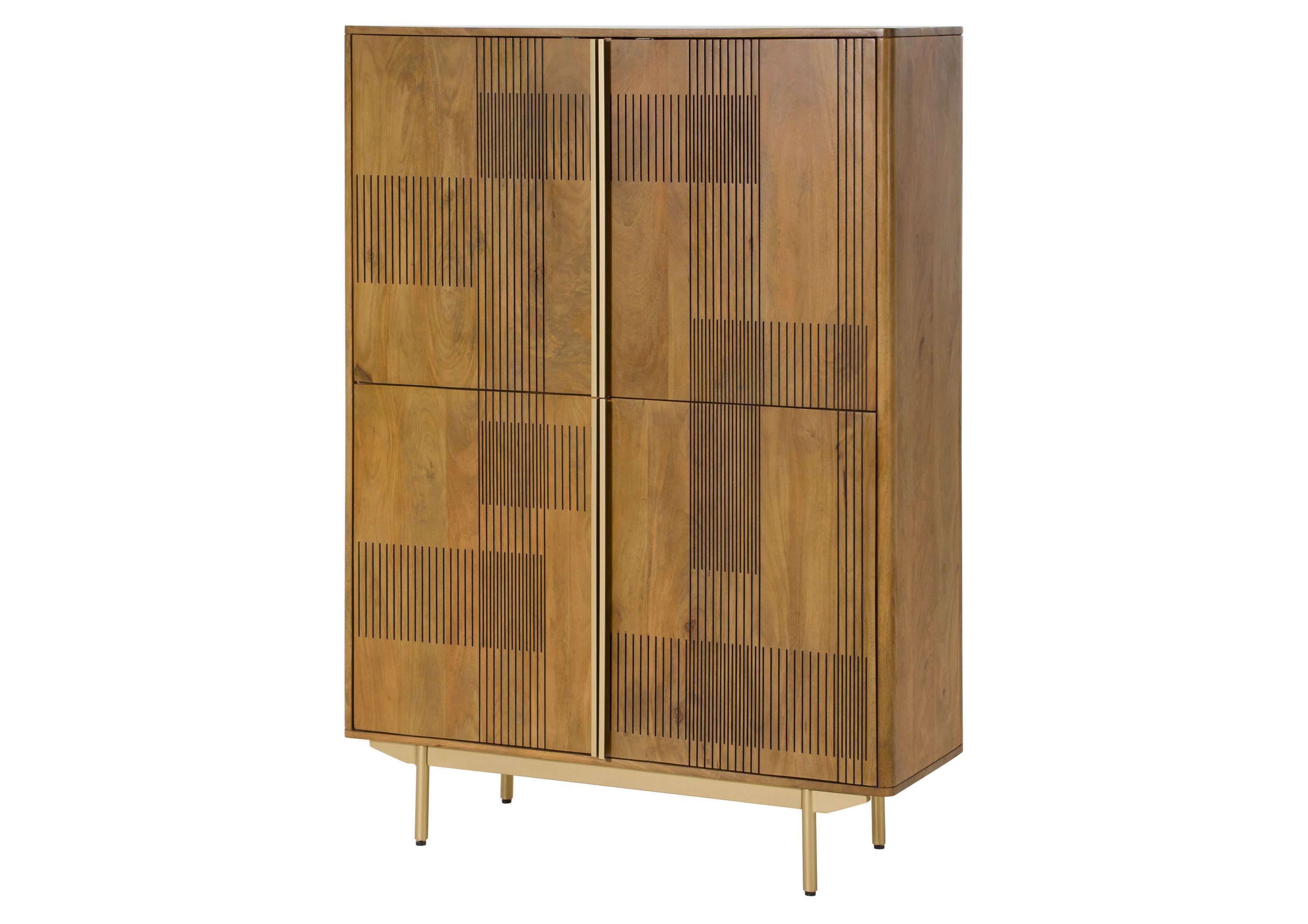 Massivmoebel24 Highboard MIAMI (Massivholz), Mango 110x40x150 hellbraun geölt MIAMI #115
