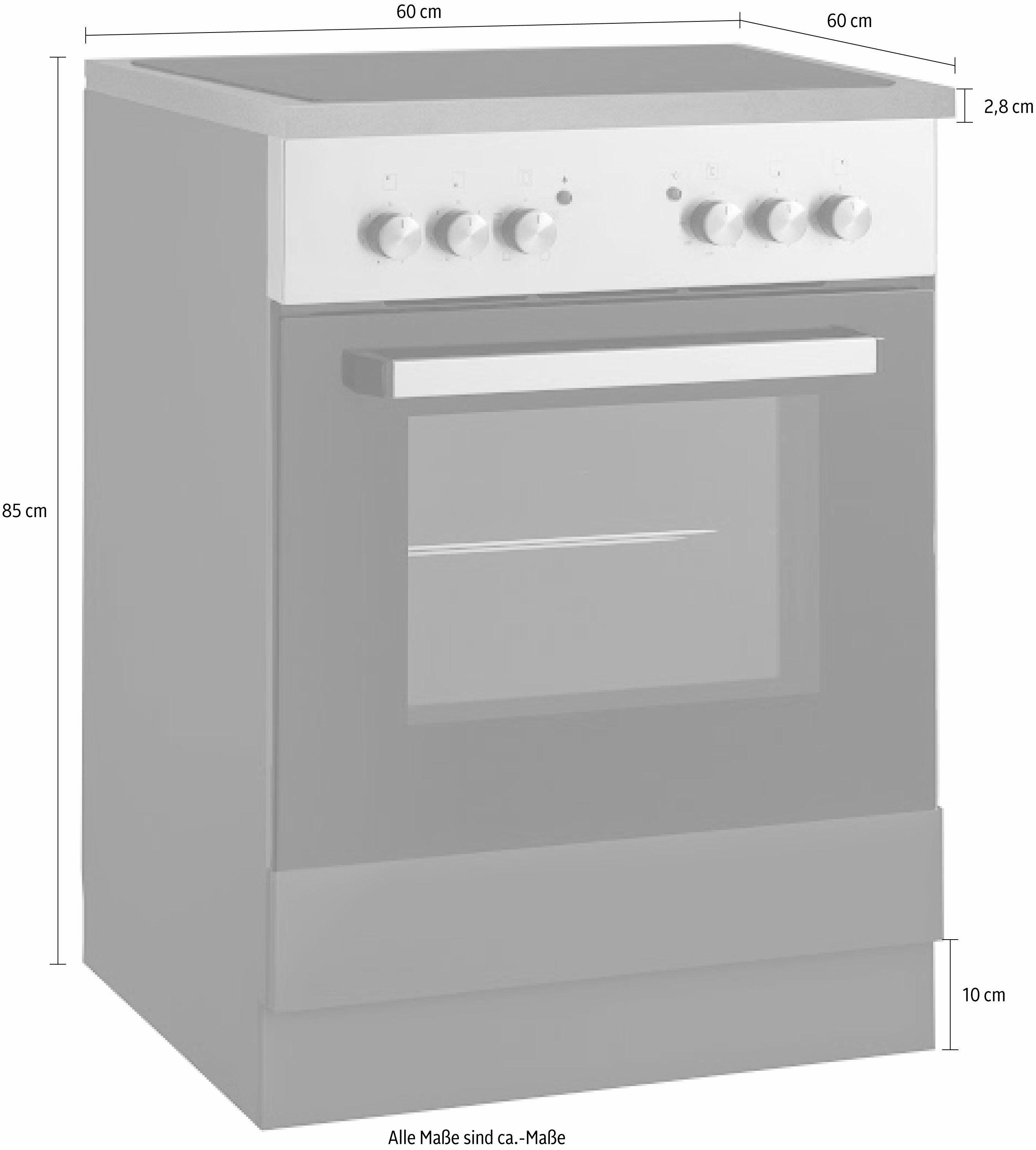 wiho Küchen Herdumbauschrank Front Korpus: breit | Betonfarben cm 60 Cali und Betonfarben