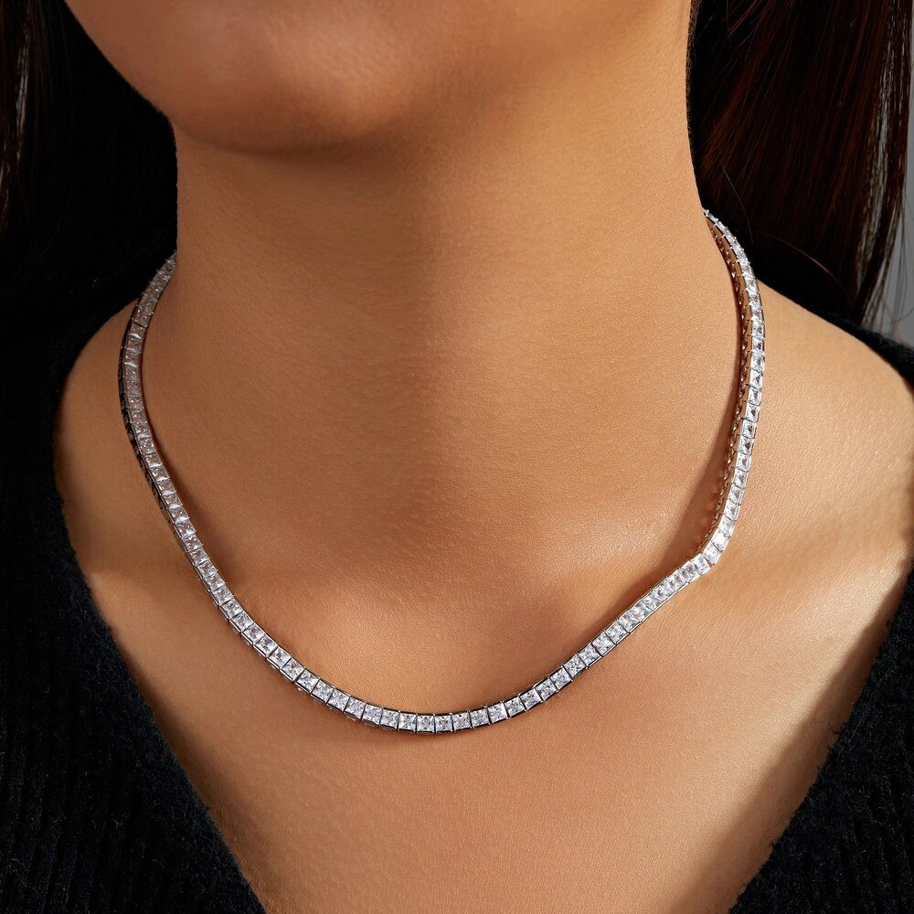 ROUGEMONT Collier Funkelnde Damen Collier Halskette Princess Cut 43cm, Hypo günstig online kaufen