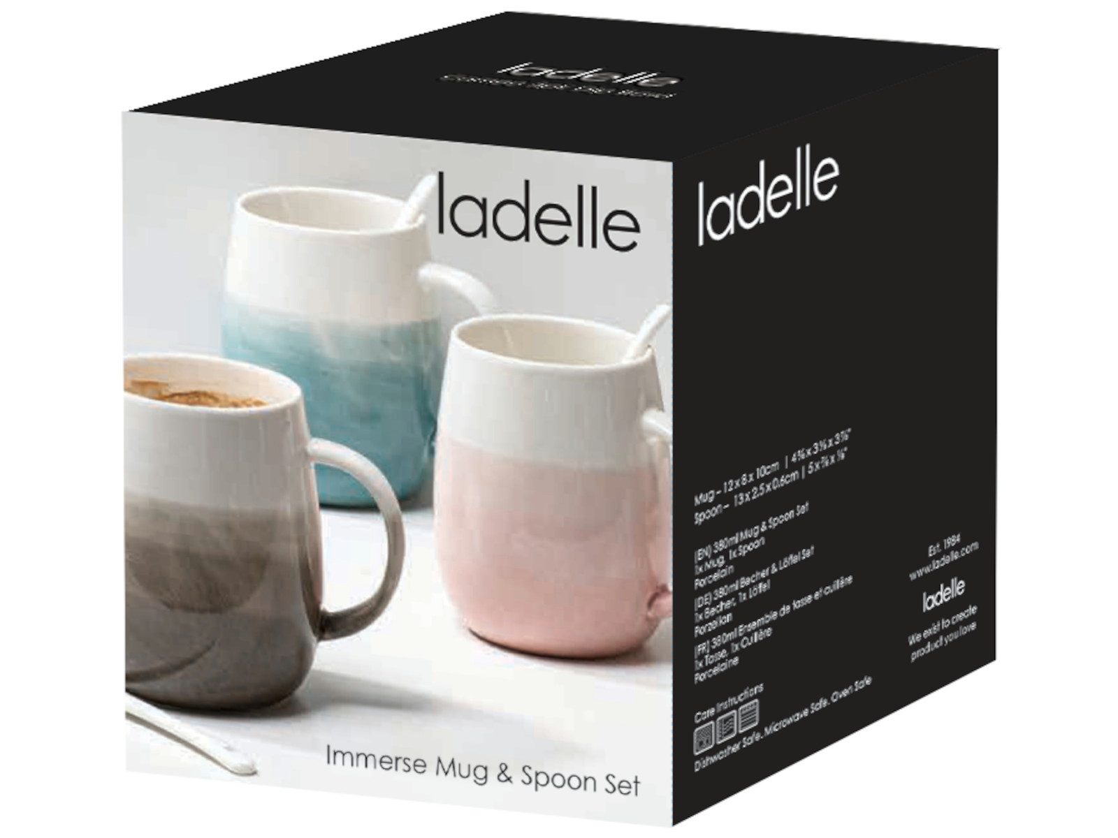 Ladelle Becher Immerse schattiert Mokka Becher- & Löffel-Set 12cm, Keramik