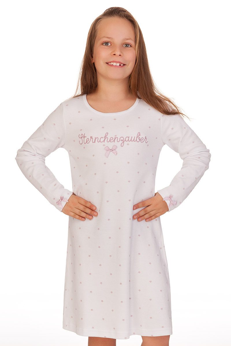 Pyjama Nachthemd Kinder - STERNCHENZAUBER - weiß