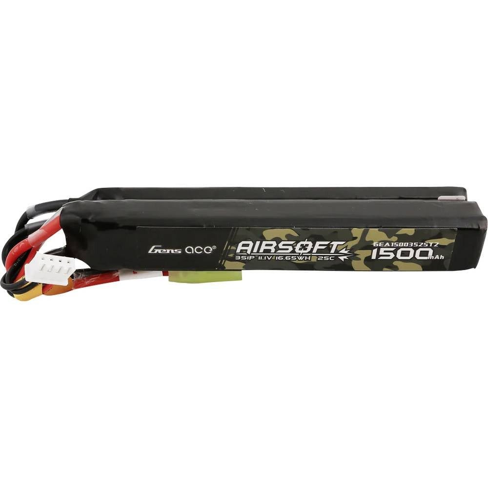 Gens ace 25C 1500mAh 3S1P 11.1V Nunchuck 2X Airsoft Gun Lipo Battery Akku
