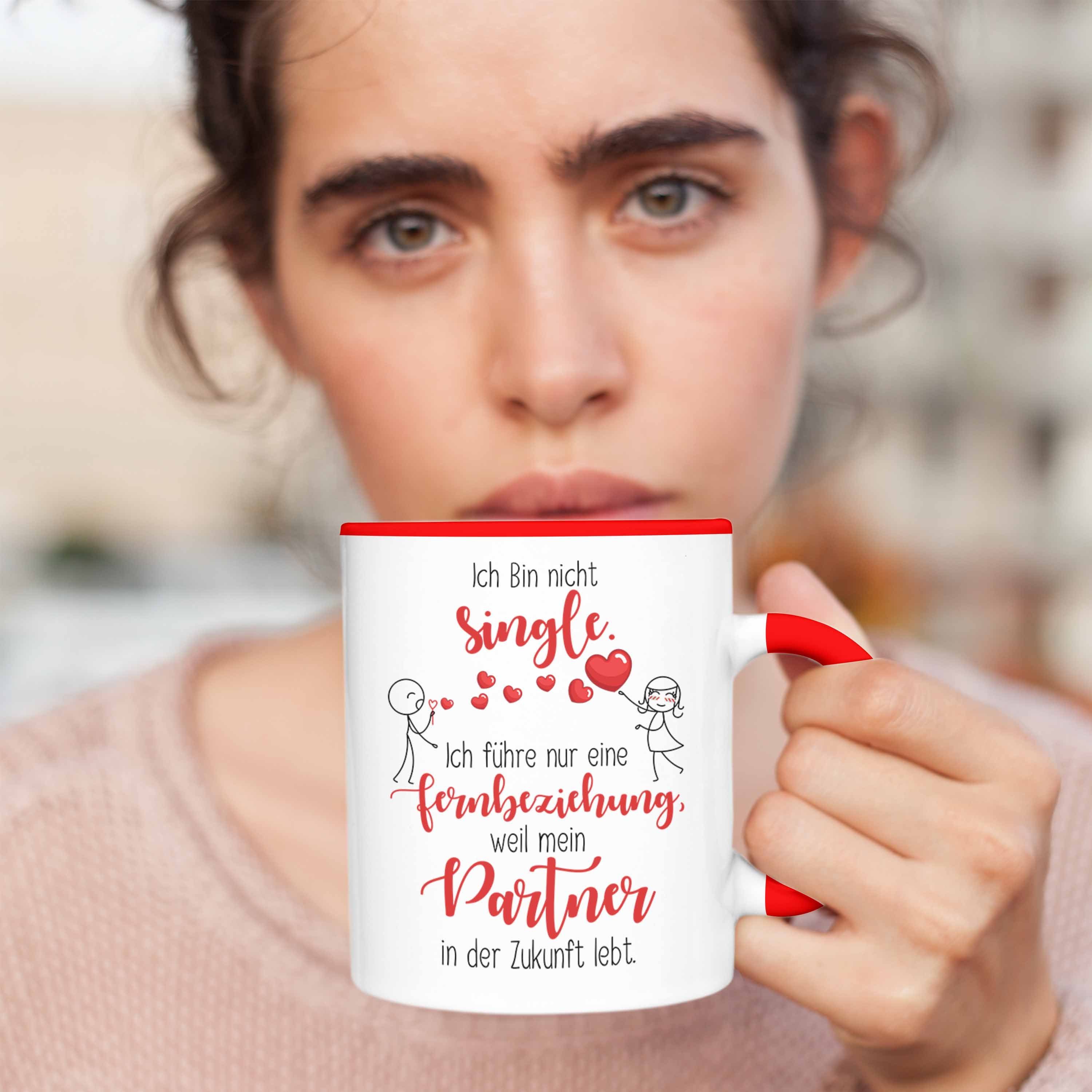 Single mit der Partner Tasse Trendation Rot Fernbeziehung Tasse Geschenk Zukunft in Geschen