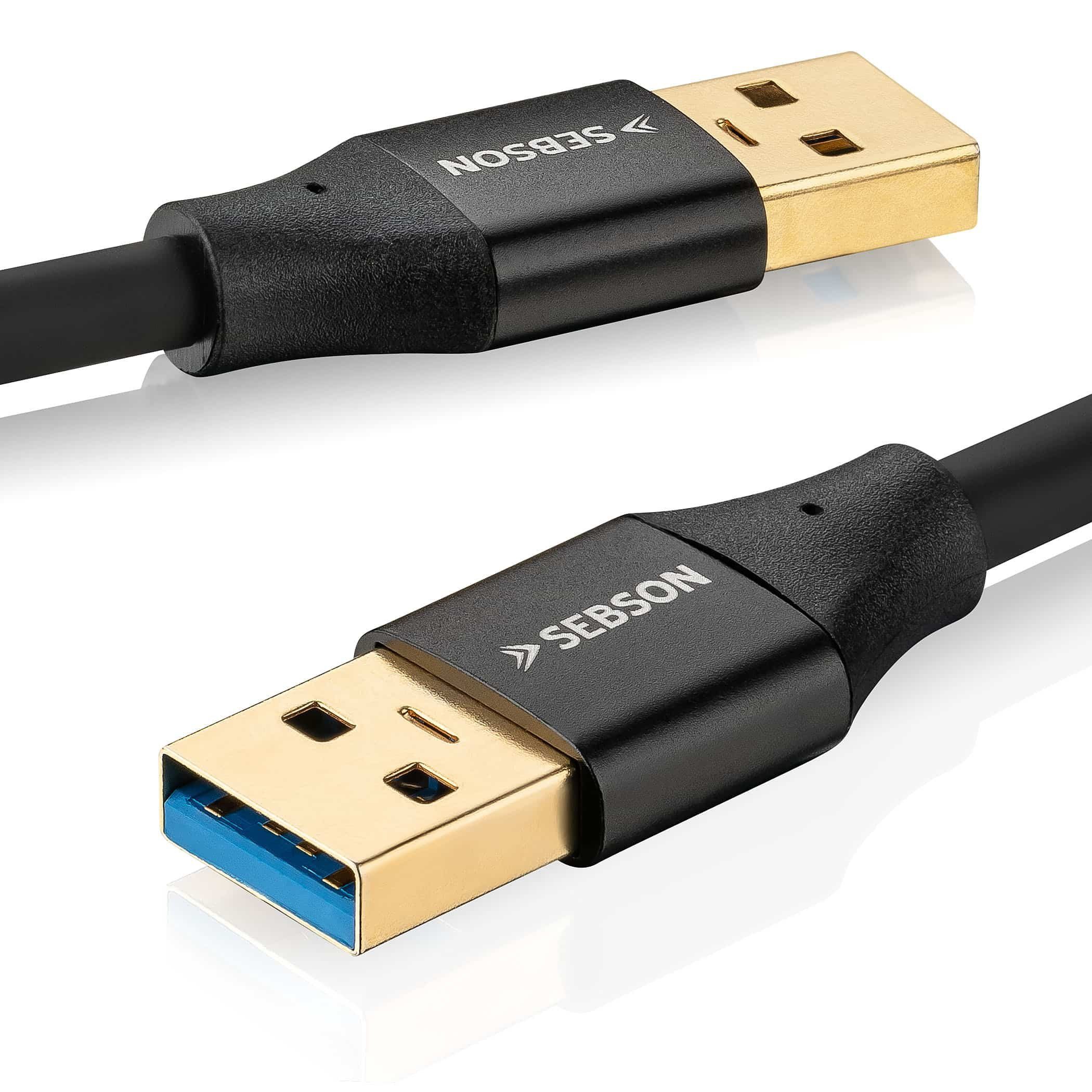 SEBSON USB Kabel 3m - Typ A auf A - USB 3.0 - 5 Gbit/s Datenübertragung Smartphone-Kabel, (300 cm)