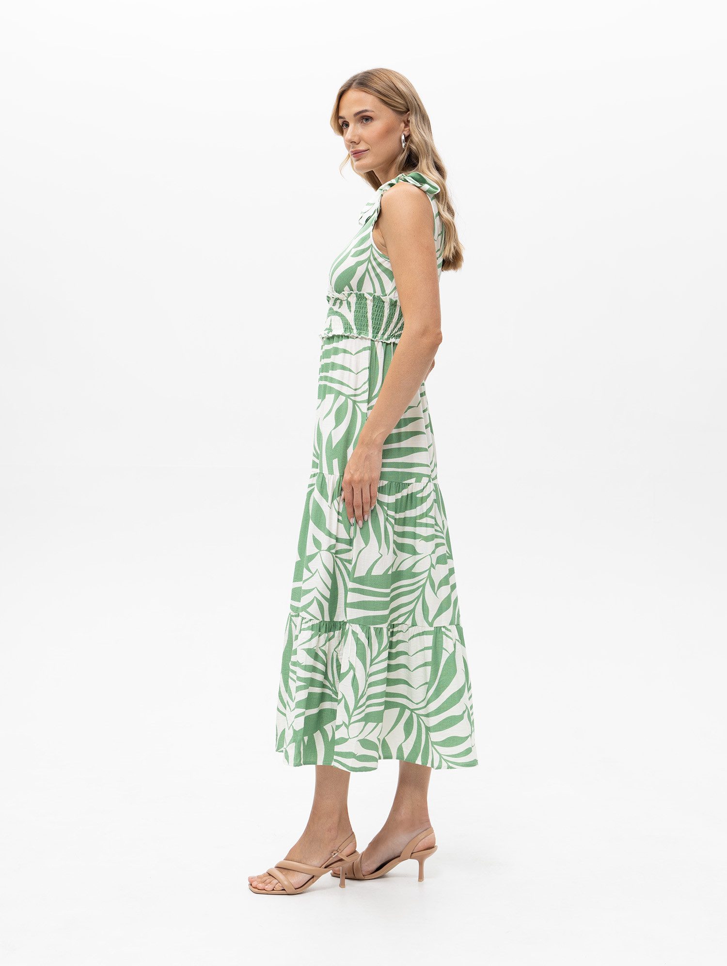 Passioni Sommerkleid mit floralem Muster Luftiges Maxikleid mit grünem floralen Print – Bild 5 von 5