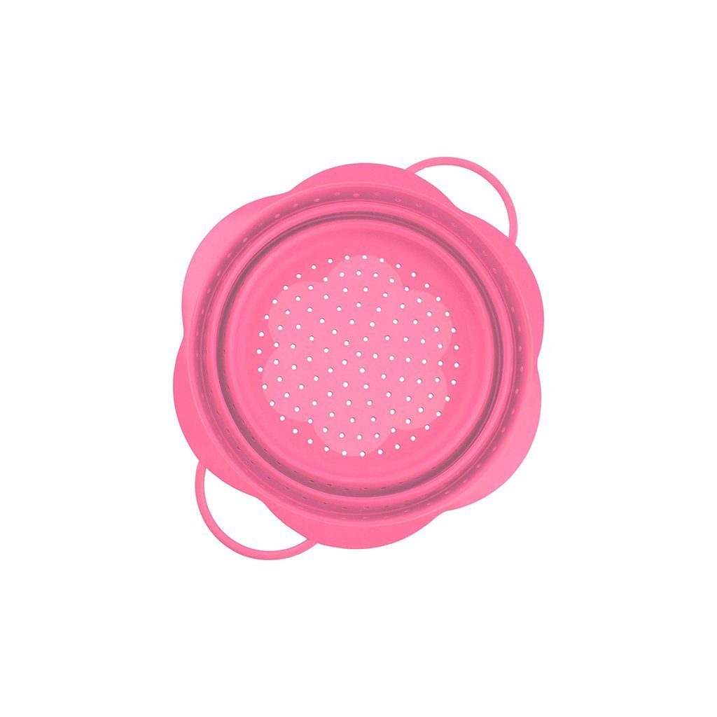 Faltsieb Küchensieb Silikon mit pink Edelstahlkern, S, Platzsparend Kochblume