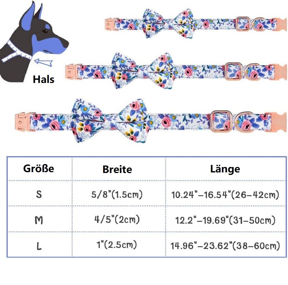 Thumbnail - BYSURE Hundeleine, (1-tlg), Hundehalsband mit Fliege + Hundeleine Set