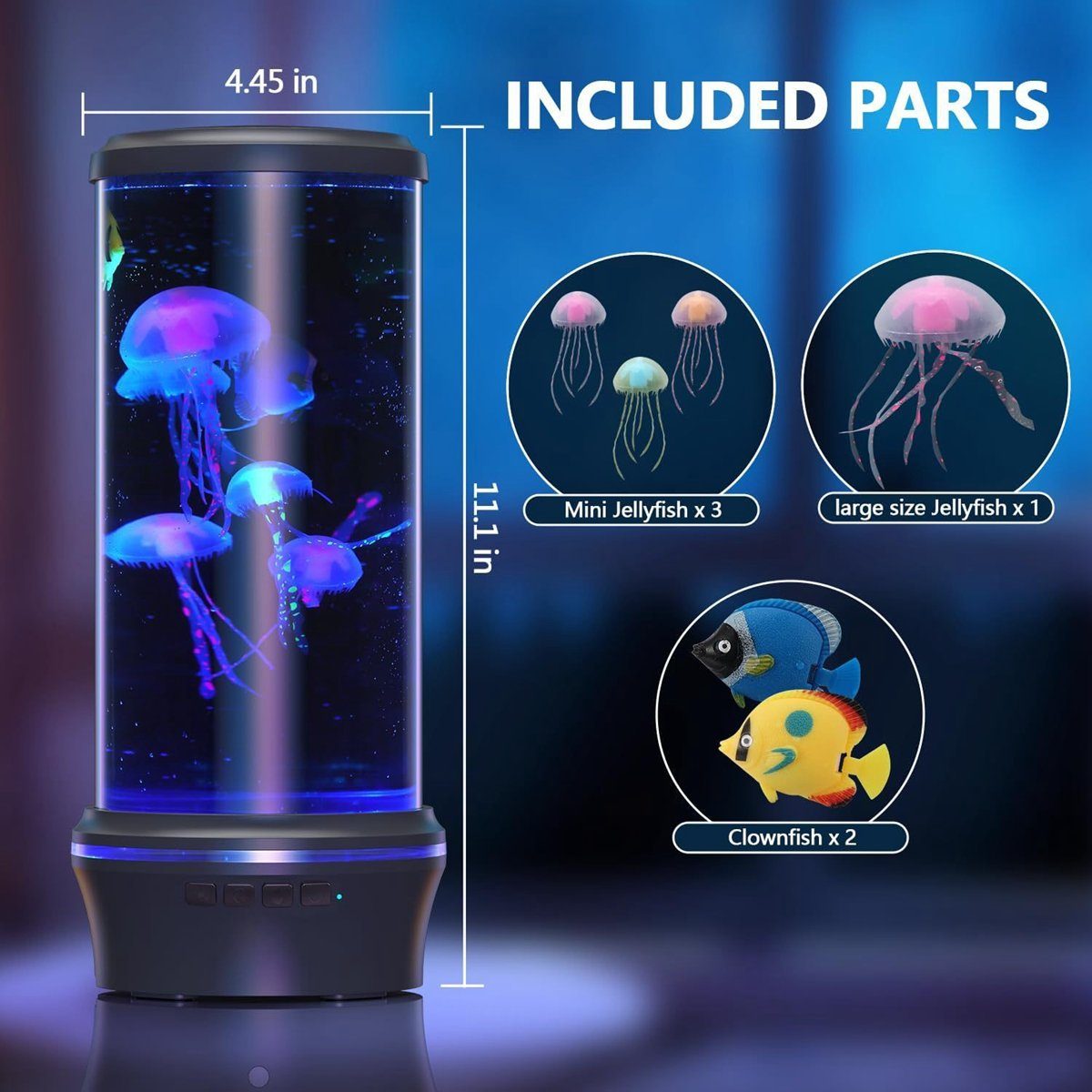 Aquarium-Effekt,Leise,mit Lamp,Realistischer Nachtlicht Timer-Funktion Jellyfish Schwarz DOPWii
