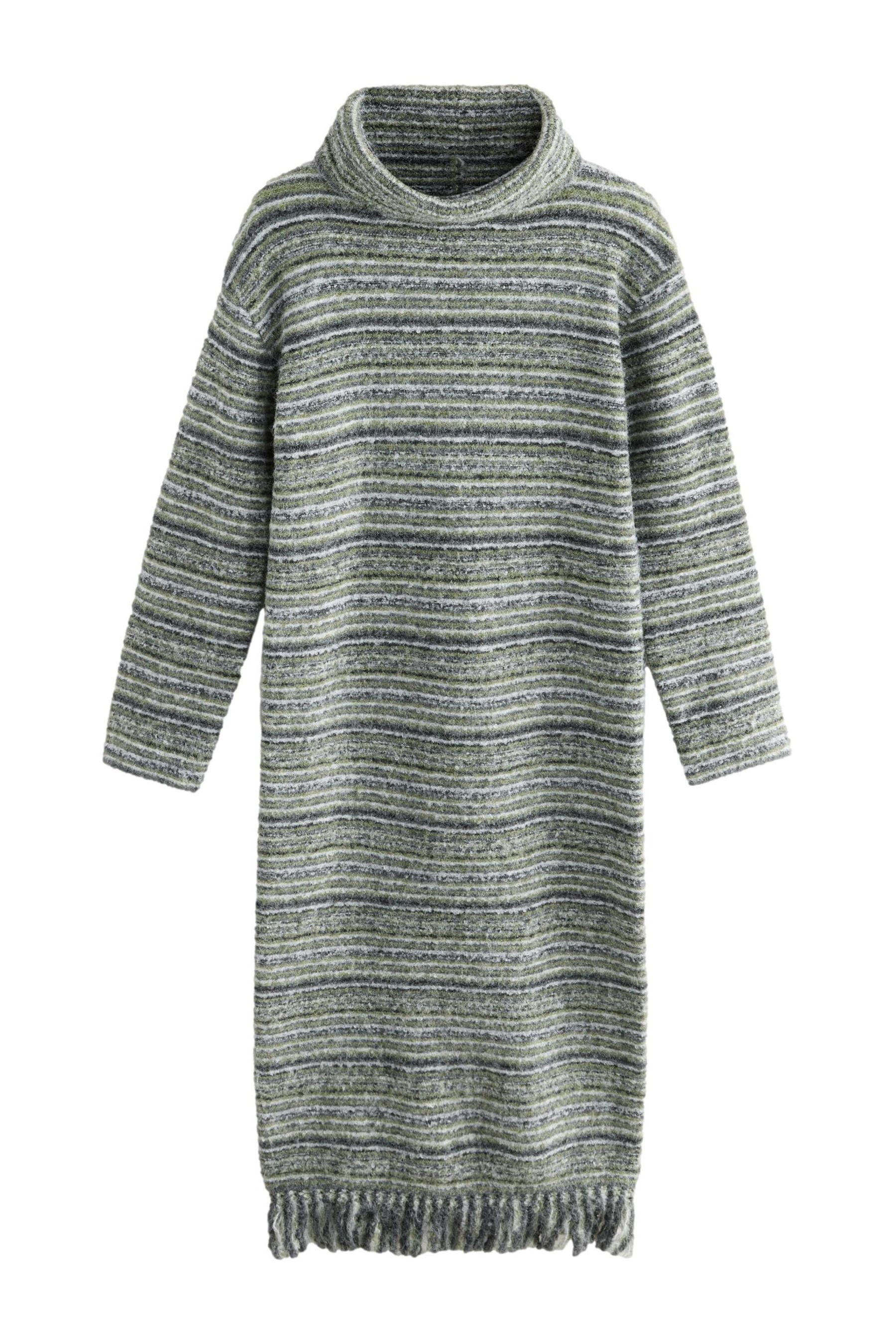 Strickkleid Relaxed Fit Midi-Strickkleid, Rollkragen, Fransen