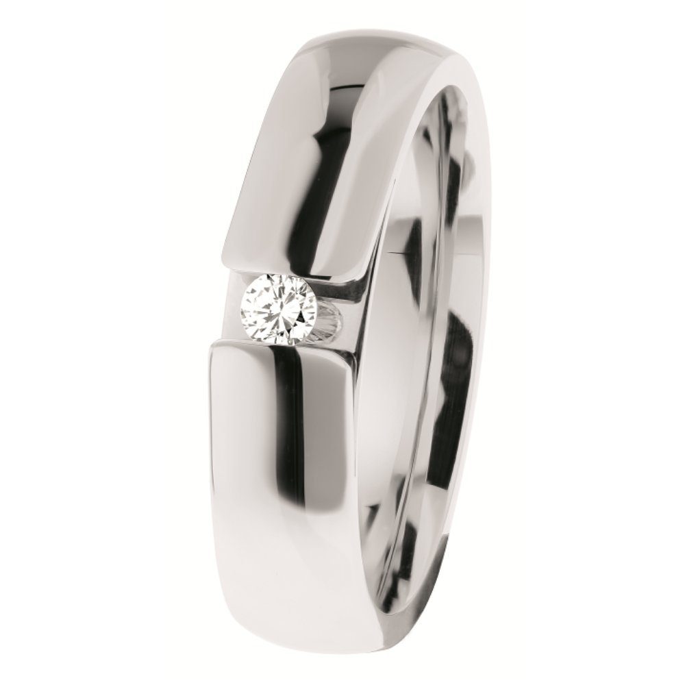 Ernstes Design Fingerring Ernstes Design Ring R515.55 Edelstahl poliert mit Brillant