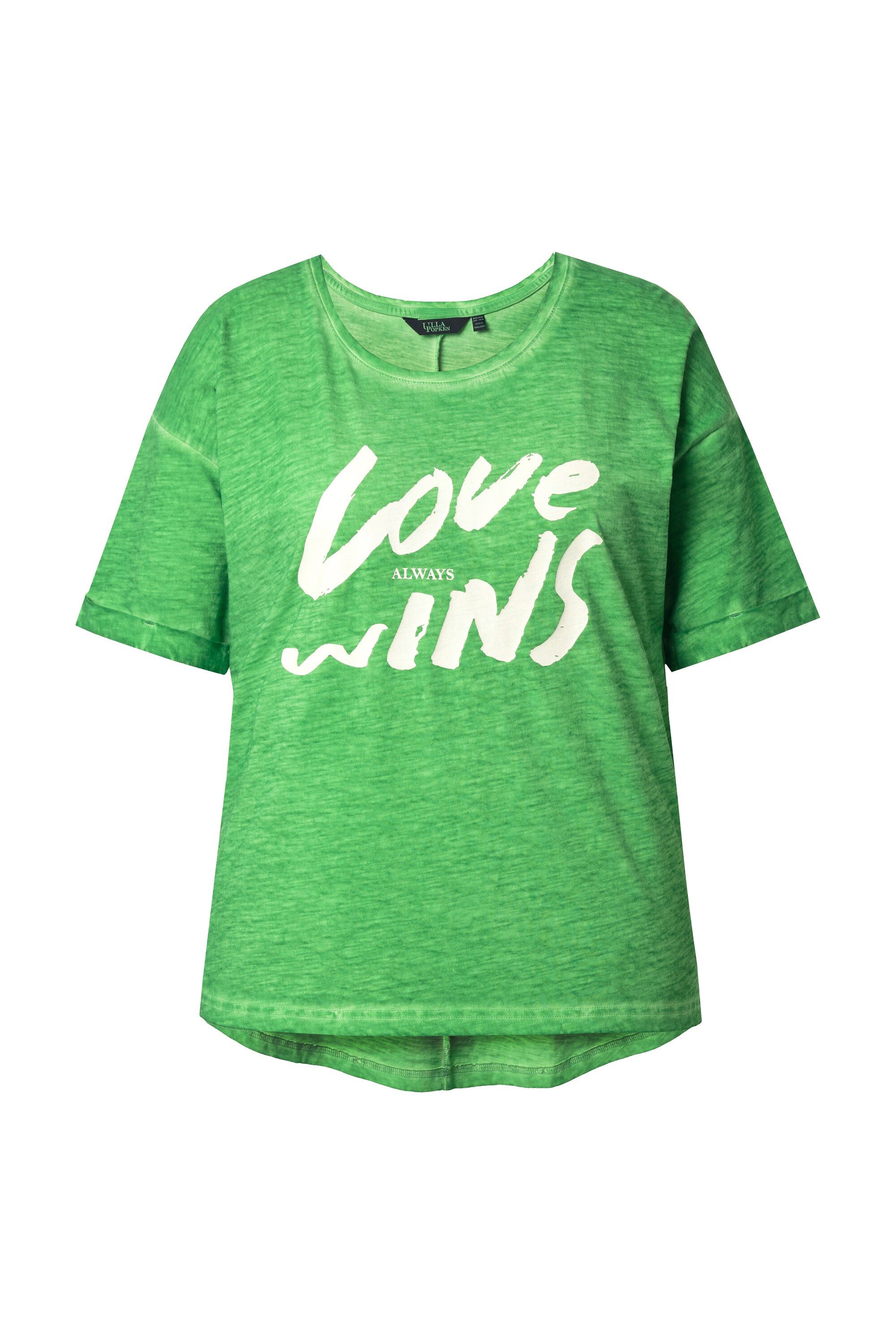 Ulla Popken T-Shirt T-Shirt Schriftdruck Oversized Rundhals Halbarm günstig online kaufen