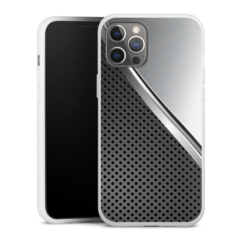 DeinDesign Handyhülle Carbon Stahl Metall Duo Metal Surface, Apple iPhone 12  Pro Max Silikon Hülle Bumper Case Handy Schutzhülle