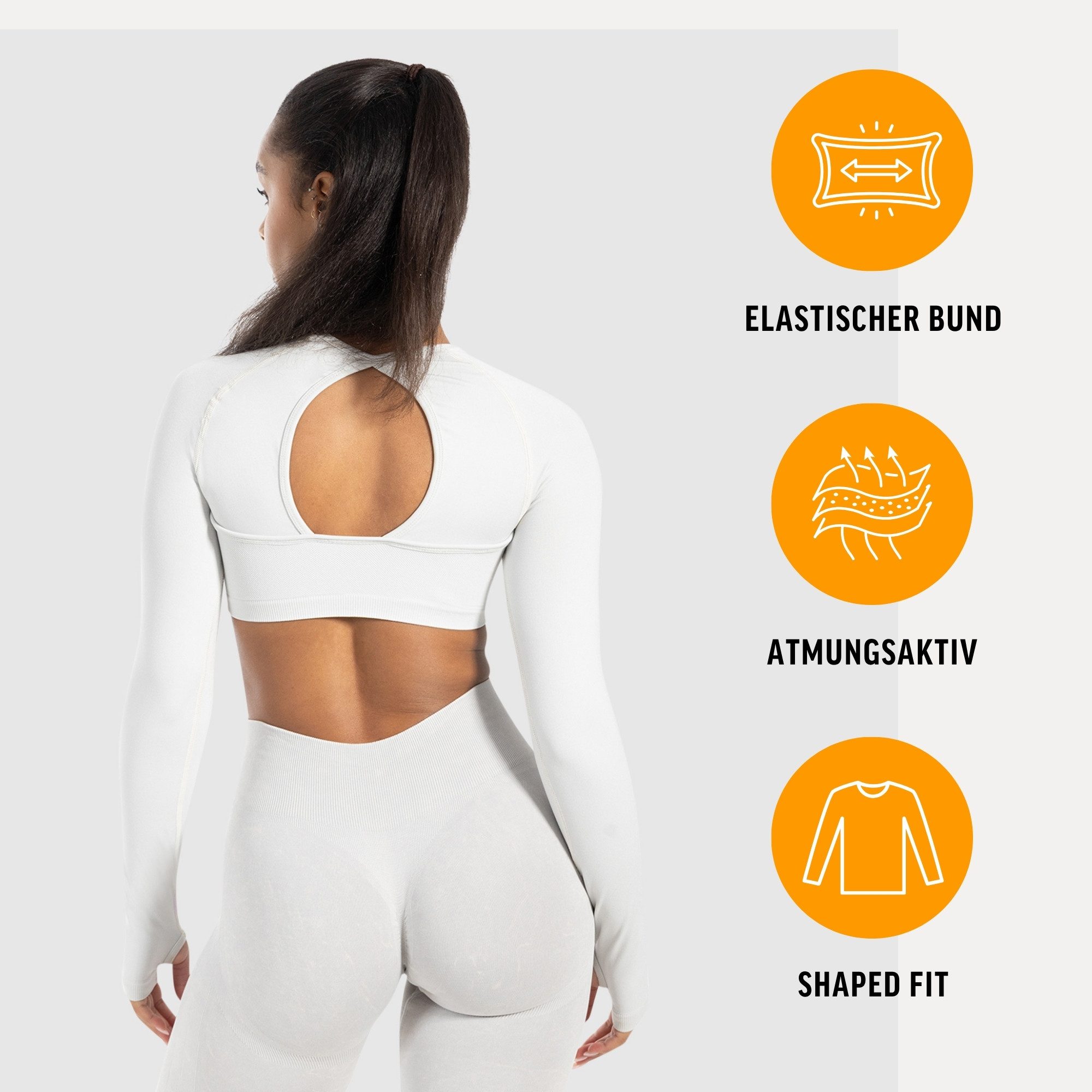 Smilodox Longsleeve Longsleeve Linnea mit Rückenausschnitt & Daumenloch, Gy günstig online kaufen