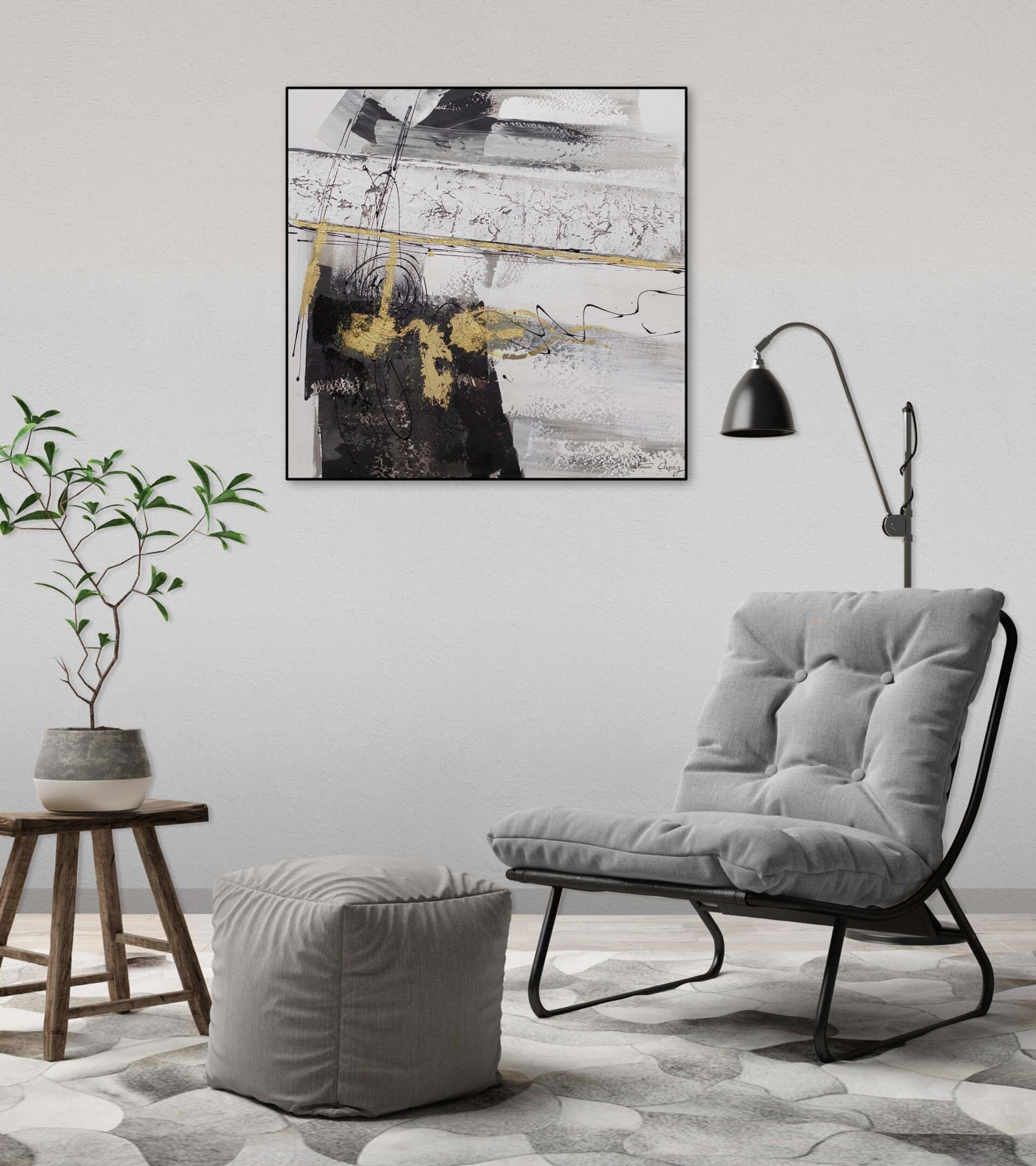 KUNSTLOFT Gemälde Des Willens 60x60 cm, HANDGEMALT Leinwandbild Kraft 100% Wandbild Wohnzimmer