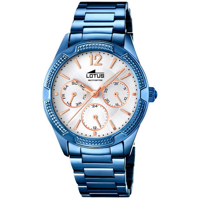 Lotus Quarzuhr Lotus Damen Uhr Fashion L18248/1 (Armbanduhr) Damen Armbanduhr rund Edelstahlarmband blau