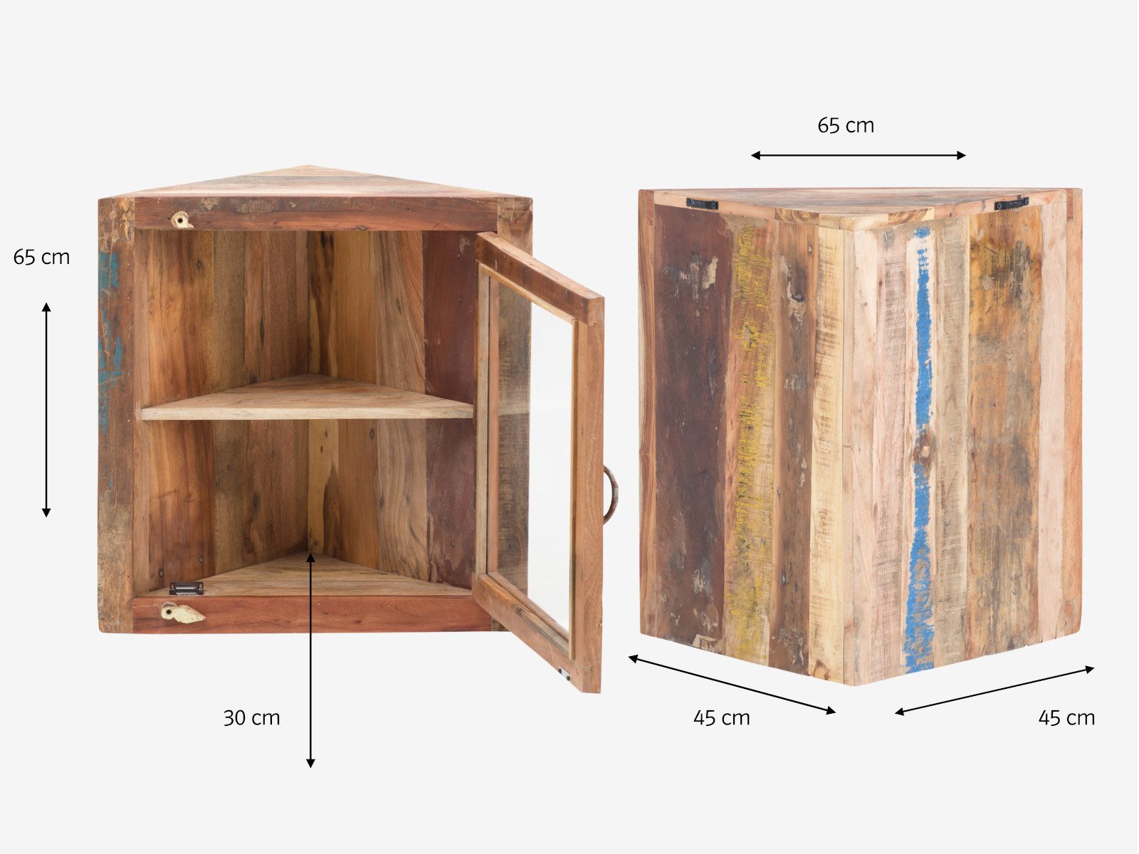 massivum Hängeschrank Sumana Massivholz Eckhängeschrank Badmöbel rustikel