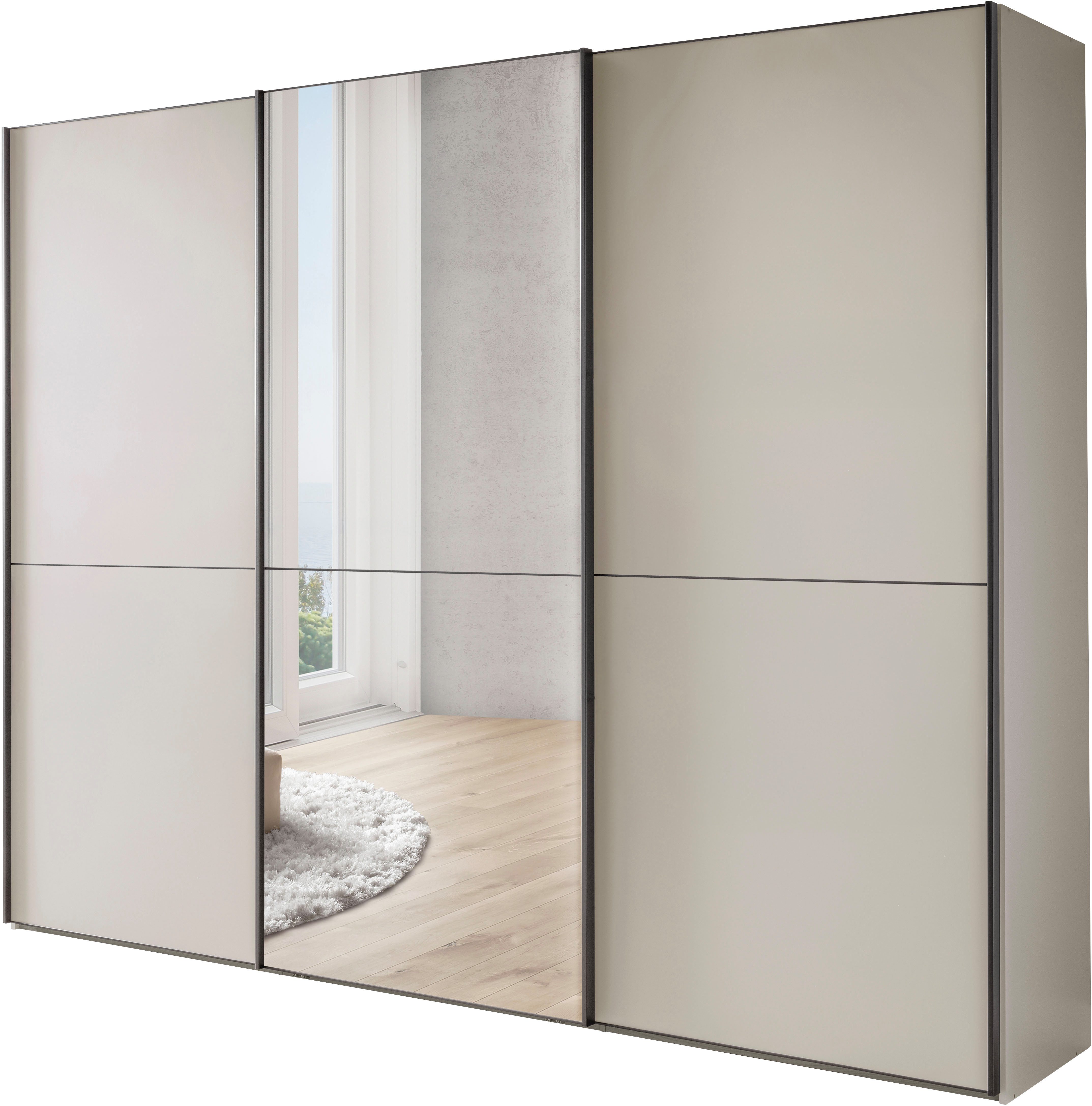 WIEMANN Schwebetürenschrank Phoenix, Made in Germany, modernes Design, Highlight, Blickfang (Viele Farbkombinationen, in 4 Breiten und in 2 Höhen erhältlich) maximaler Staurraum, inkl.Einlegeböden, Wäscheböden u. Dämpfer