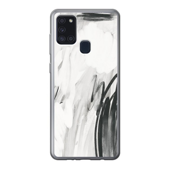 MuchoWow Handyhülle Kunst - Schwarz - Weiß - Abstrakt Handyhülle Samsung Galaxy A21s Smartphone-Bumper Print Handy