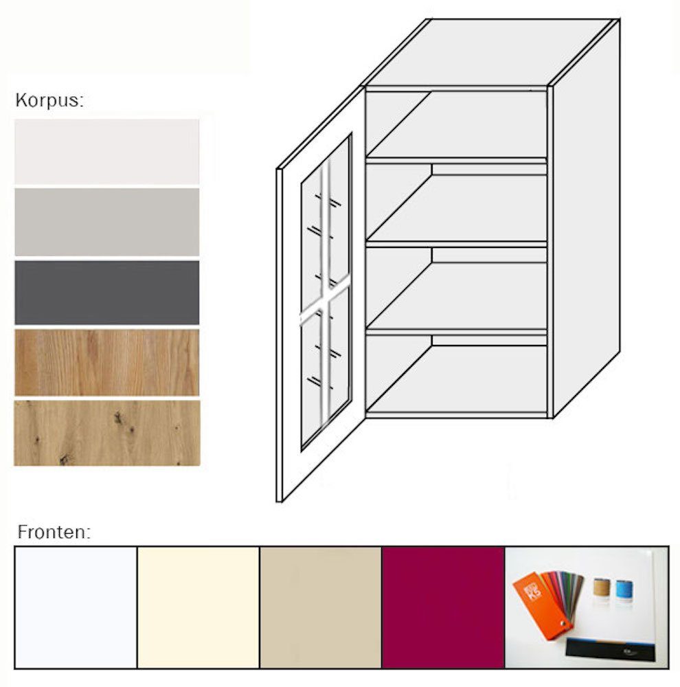 Klapphängeschrank Front- (Hängeschrank, 1-teilig) 50cm Korpusfarbe vino wählbar ICA® Feldmann-Wohnen 0167 Forli rosso und