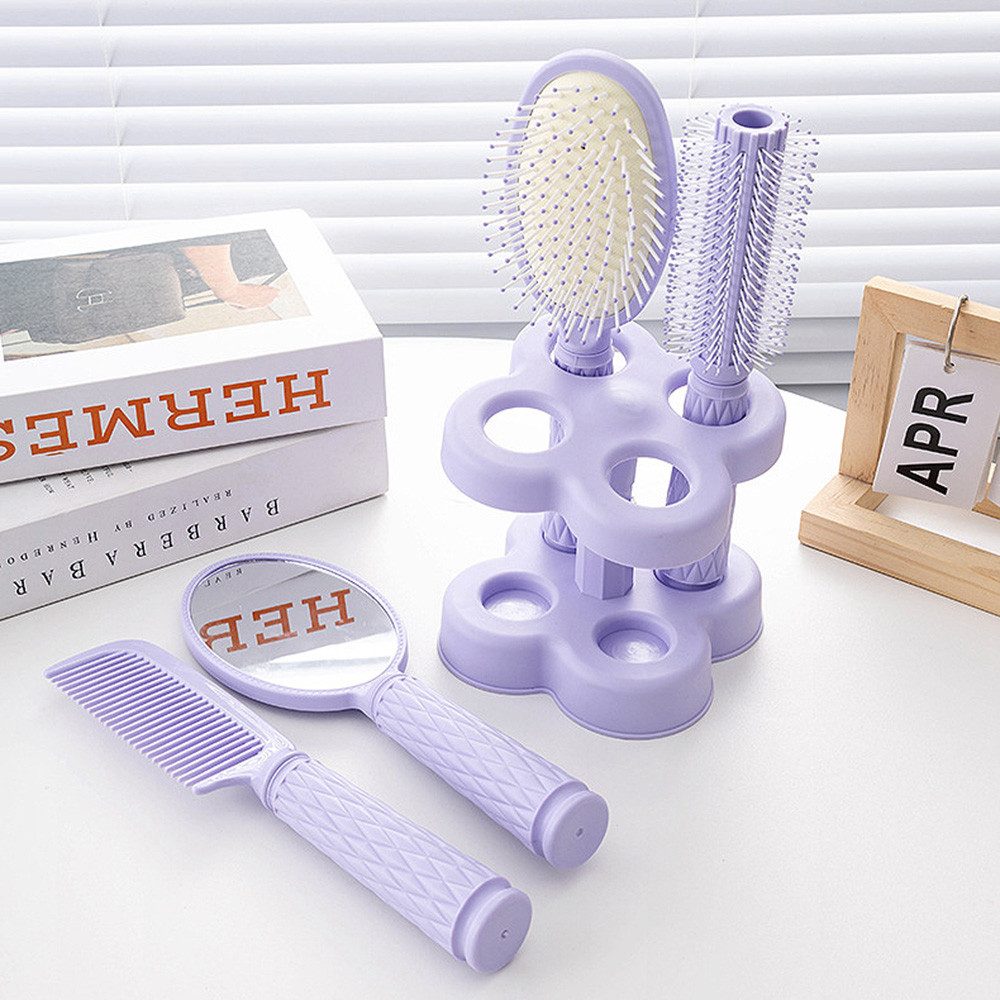 Jumpeak Haarbürsten-Set Lockenbürste,Haarbürste rund,Lockenkamm,Haarbürste,Kamm,mit Ständer, 4-teiliges Set, Hairstyling-Set,Haarbürste klein,für alle Haartypen,für alle Frisuren