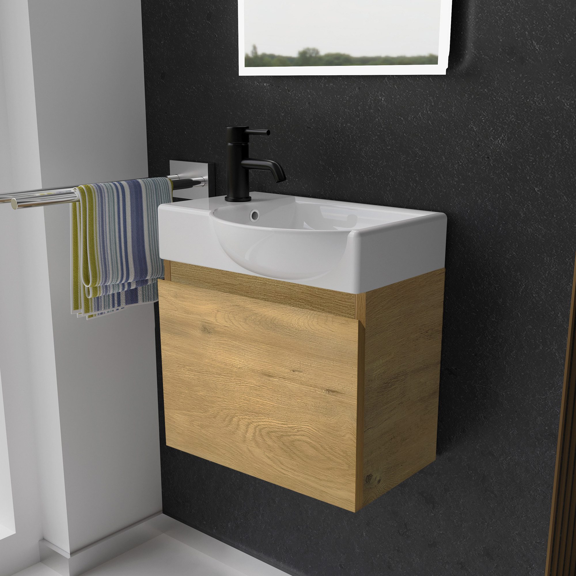 Alpenberger Badmöbel-Set - Gäste WC Waschbecken mit Unterschrank 45 cm Brei günstig online kaufen