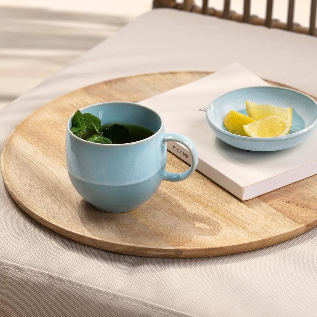 like. by Villeroy & Boch Frühstücks-Geschirrset Perlemor Aqua Frühstücks-Set 18er Set (18-tlg), 6 Personen, Porzellan
