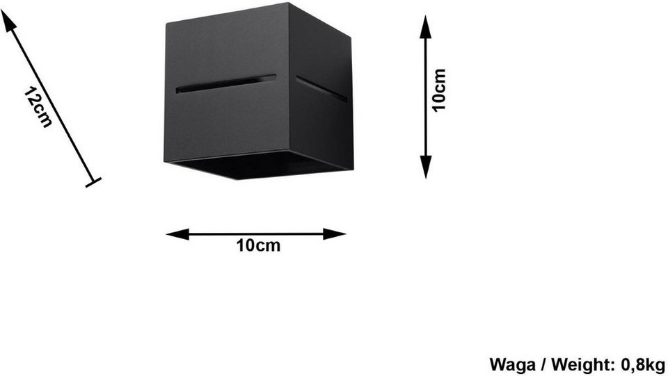 Wandleuchte 10x12x10 Wandleuchte 40 schwarz, ca. 1x Wandlampe lighting Leuchtmittel G9, max. für Watt LOBO G9 geeignet SOLLUX cm,