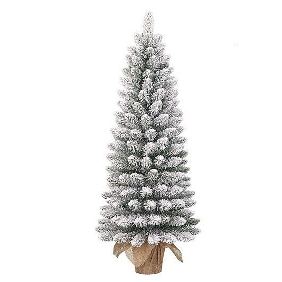 edelman Künstlicher Weihnachtsbaum Weihnachtsbaum im Jute Sack oder Baumstamm teilweise beschneit, Fichte, Beschneite Optik