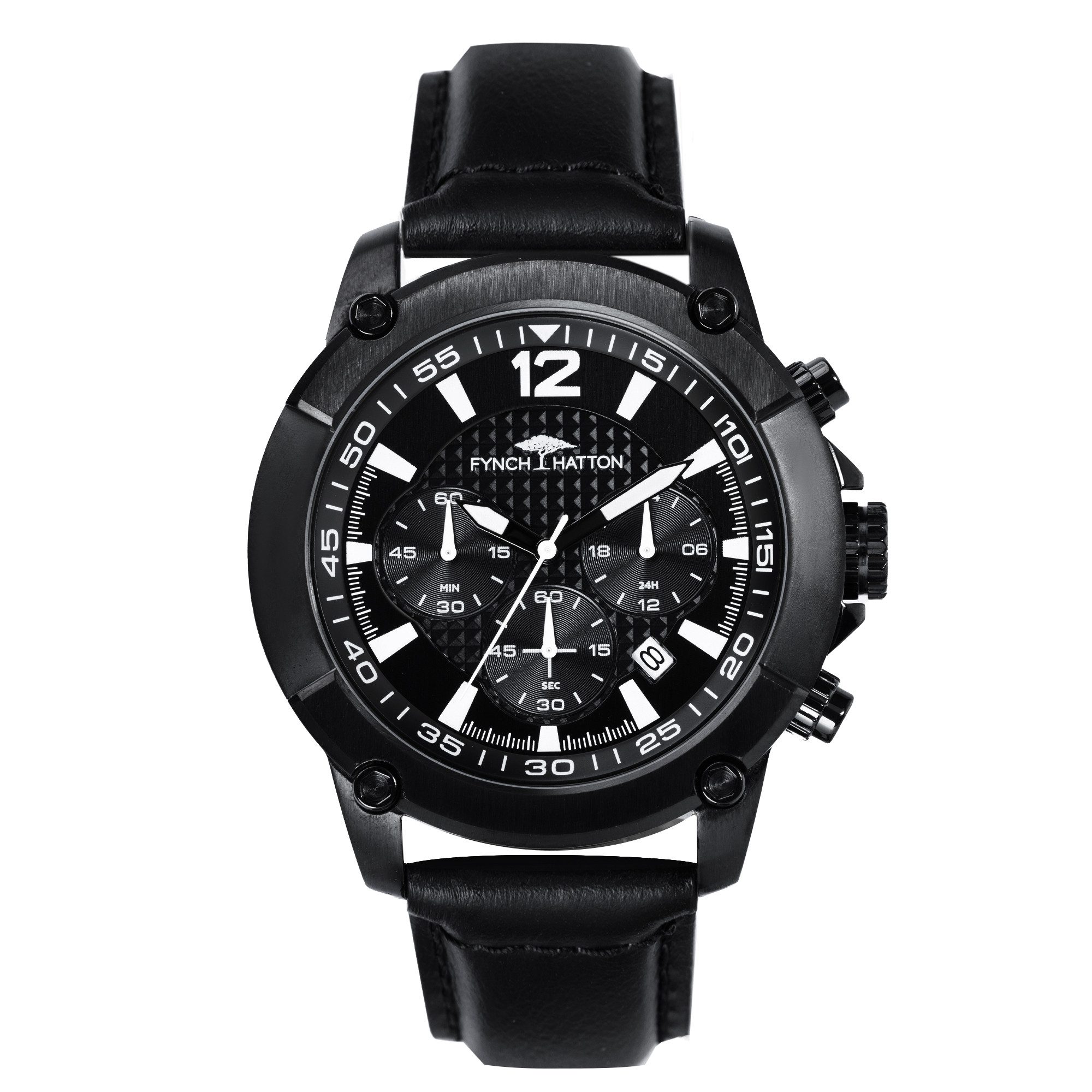 FYNCH-HATTON Chronograph FHT-0006-LC, Quarzuhr, Armbanduhr, Herrenuhr, Lederarmband, analog, Tag