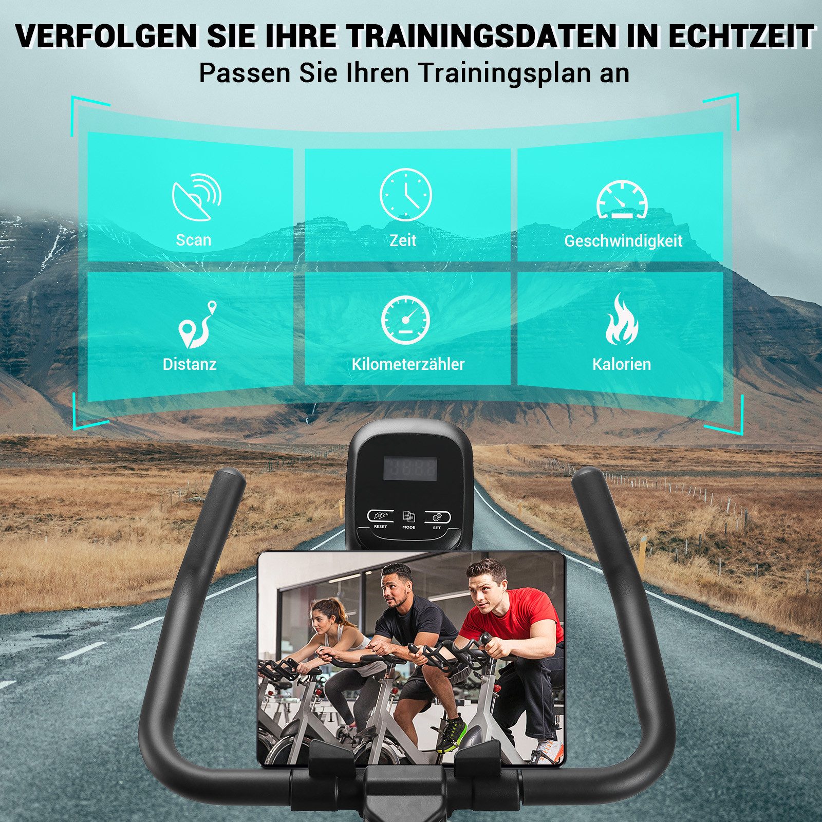 Wenoker Heimtrainer Fahrrad mit App,Magnetwiderstand Stationäres Fahrrad für Zuhause, mit Flüsterleise,Schweres Schwungrad und LCD-Monitor Bis 160KG