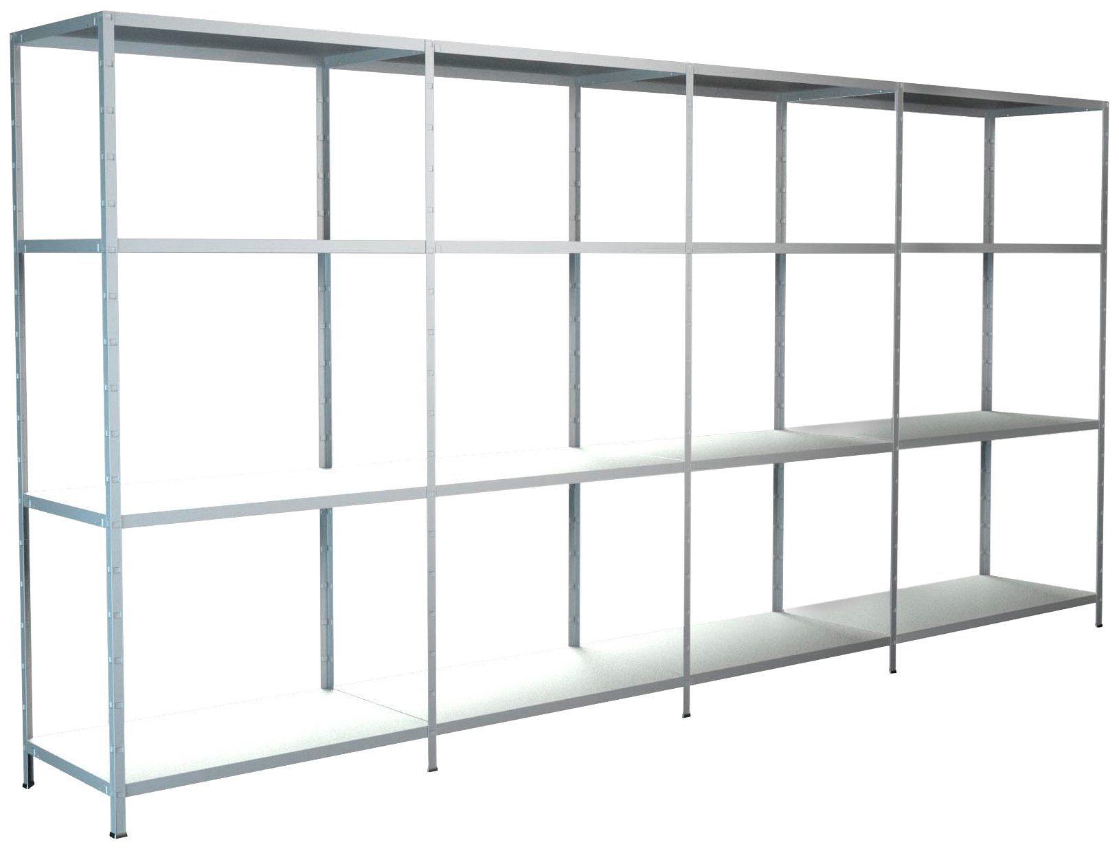 SCHULTE Regalwelt Steckregal Stecksystem Grund- und 3x Anbauregale, Metall weiß, 1800x4000x350 mm, 16 Böden | Steckregale