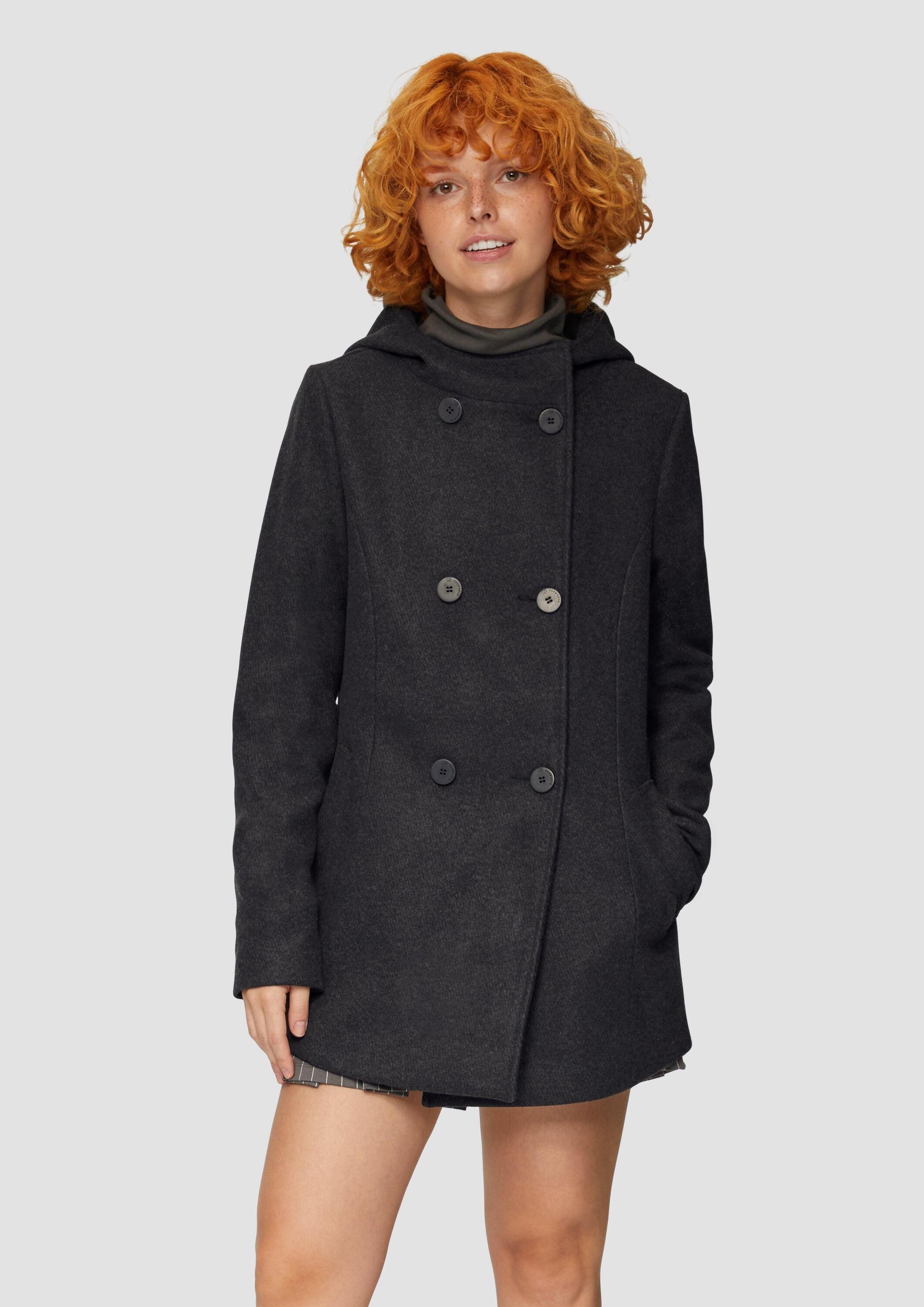 QS Funktionsjacke Outdoor-Jacke Jacke mit Kapuze in Wolloptik