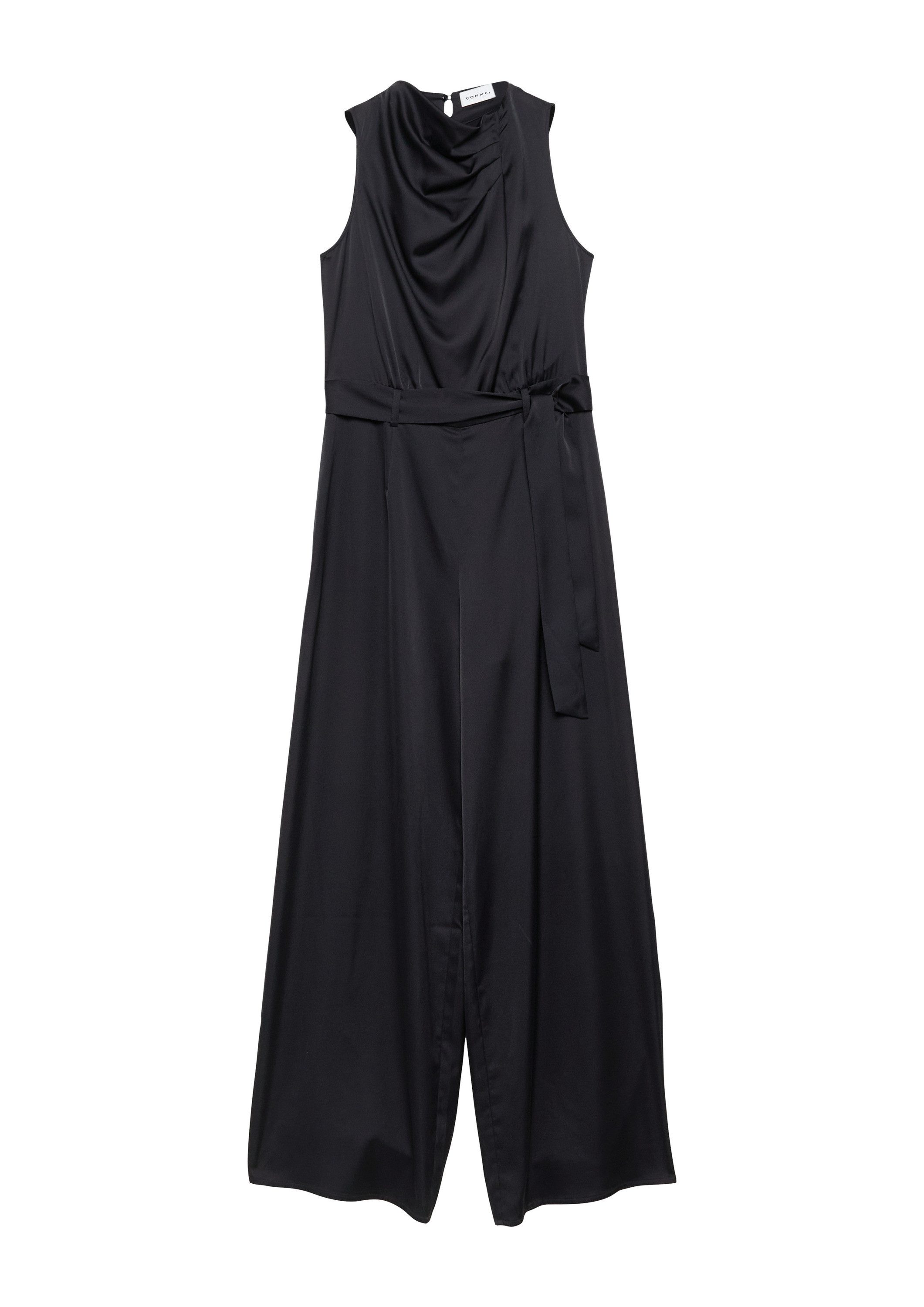 comma Jumpsuit Overall Satin-Jumpsuit mit drapiertem Ausschnitt
