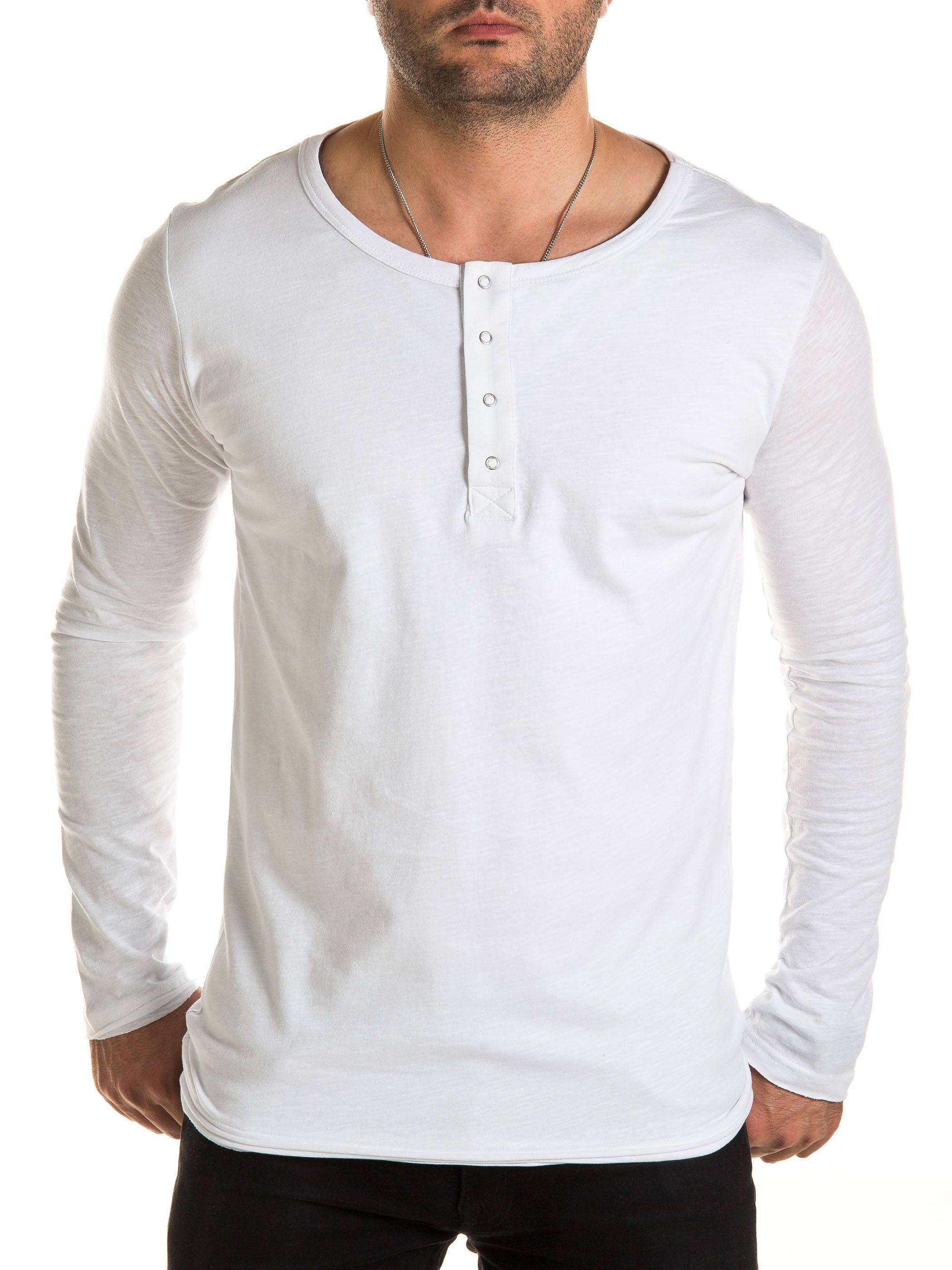 WOTEGA Langarmshirt WOTEGA - V-Neck Double Layer Longsleeve Pete aus reiner Baumwolle