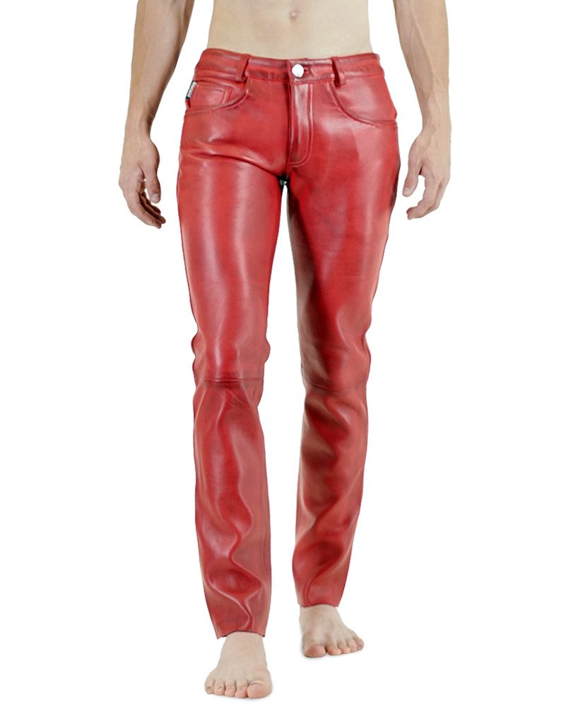 Lederhose Bockle® 2021 STRETCH rote Herren Lederhose Lederjeans