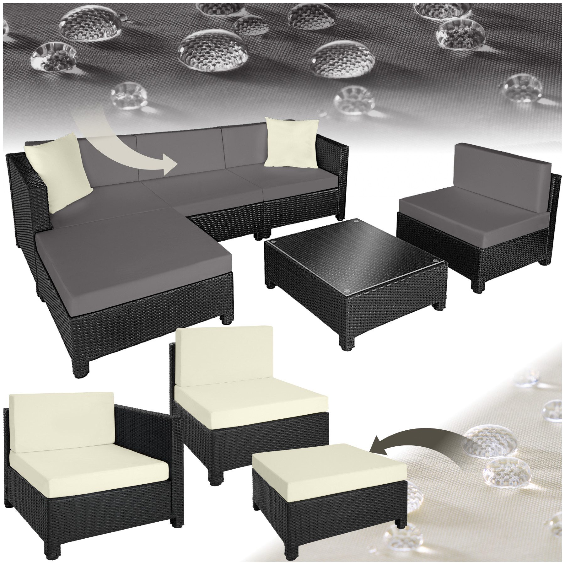 tectake Loungeset Rattan Lounge, (Set, 6-tlg), günstig online kaufen