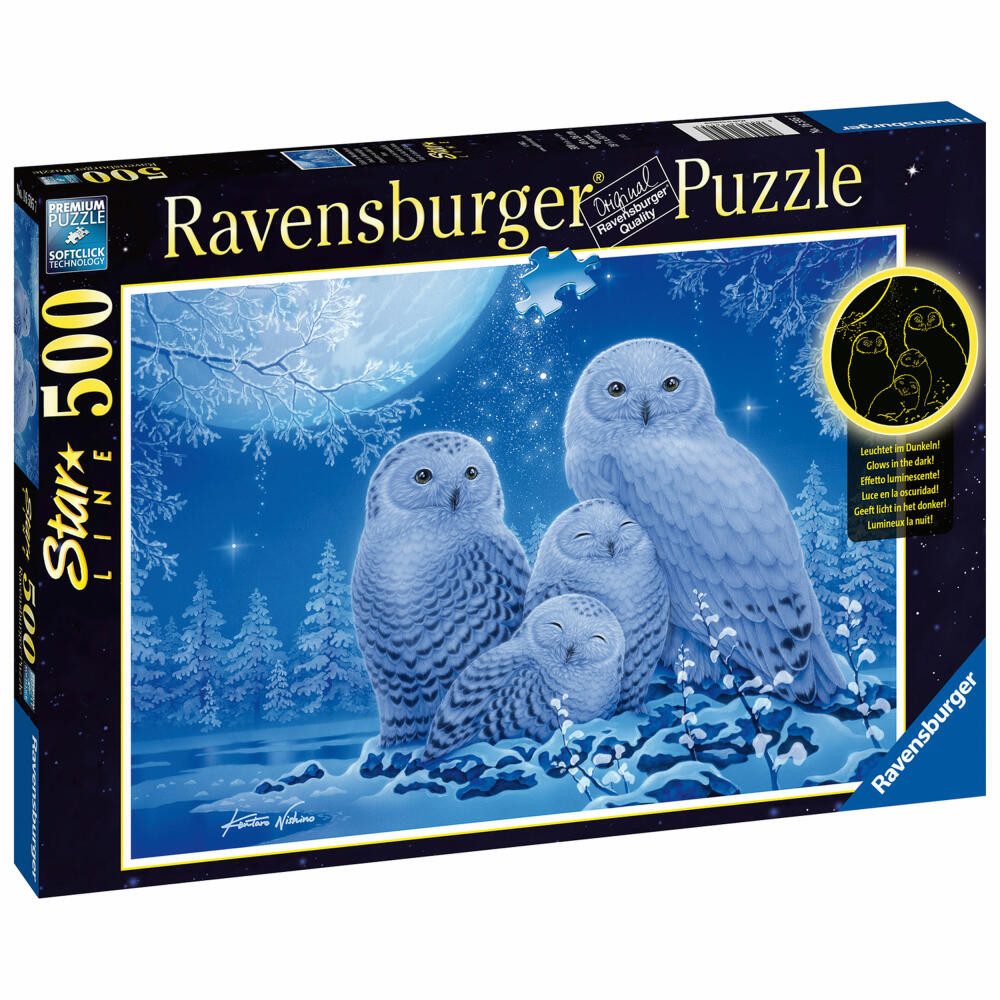 Ravensburger Puzzle Eulen im Mondschein Starline 500 Teile, Puzzleteile