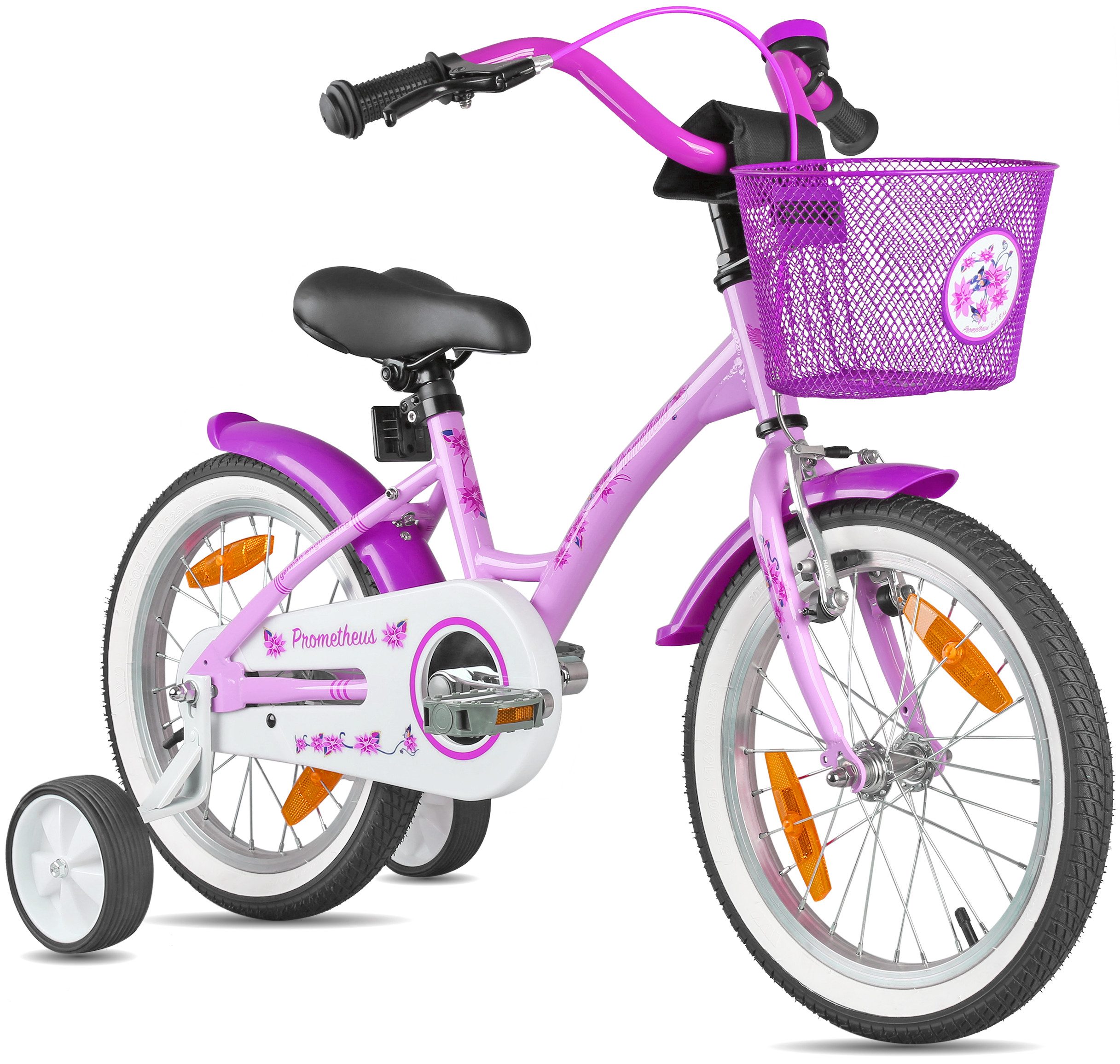 PROMETHEUS BICYCLES Kinderfahrrad HAWK 16 Zoll ab 5 Jahre, 1 Gang, Junge Mädchen Fahrrad Kinder mit Rücktrittbremse Stützräder