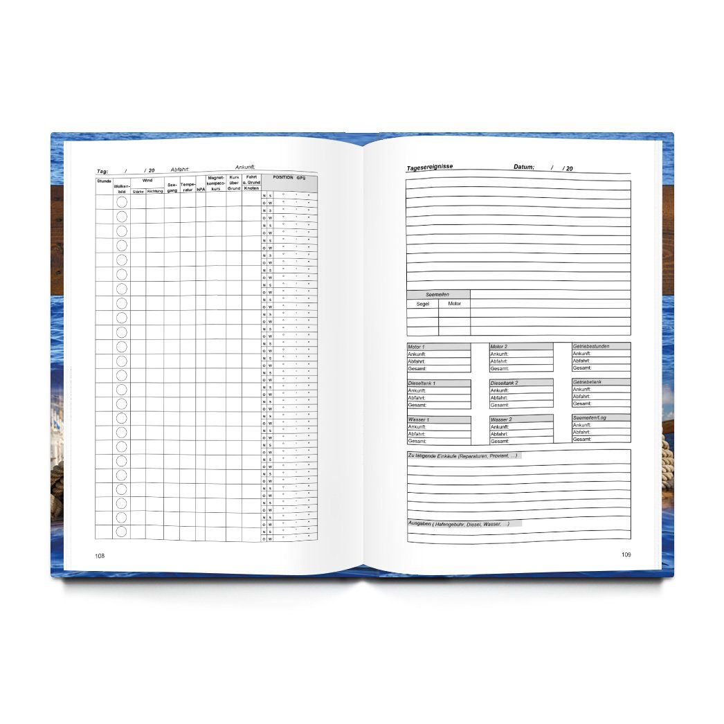 Logbuch-Verlag Tagebuch DIN Hardcover Sailing Logbuch mit Metallecken A4