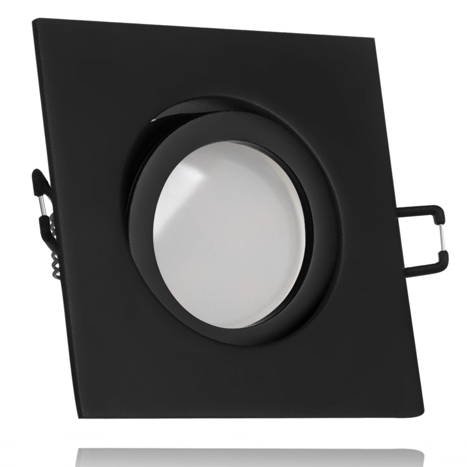 LEDANDO LED Einbaustrahler LED Einbaustrahler Set schwarz matt mit SMD LED GU10 Markenstrahler vo