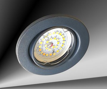 TRANGO LED Einbauleuchte, 3er Set 6729-031M36K LED Einbaustrahler Anthrazit matt inkl. 3x 5 Watt CCT Farbtemperatur Steuerung 2700K-4000K-6500K LED Modul, Einbauspot, Deckenleuchte, Downlight, Deckenlampe