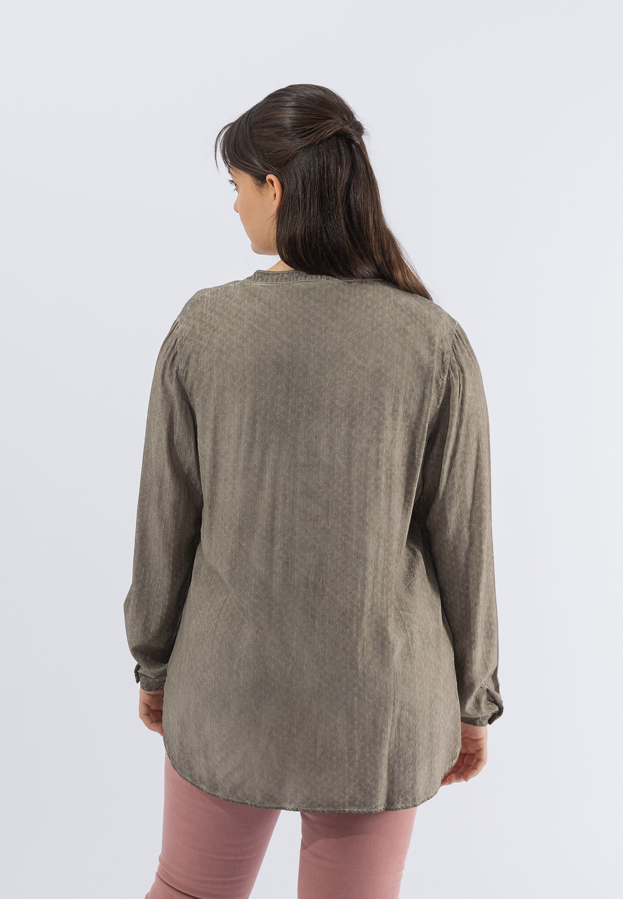 October Klassische Bluse khaki mit Tunika-Ausschnitt modischem