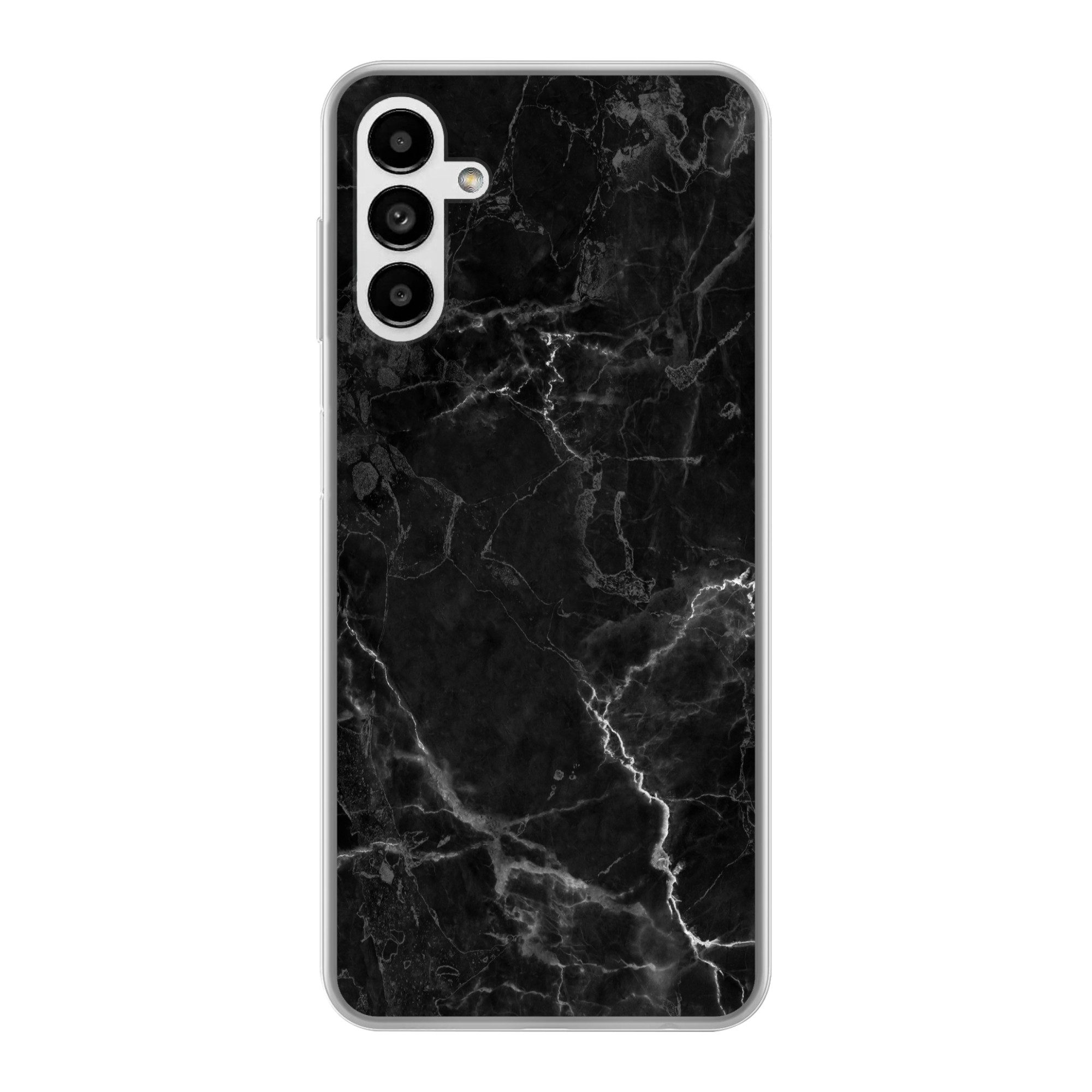 MuchoWow Handyhülle für Samsung Galaxy A04s Marmor - Schwarz - Weiß - Textur - Marmoroptik, Handy Case, Silikon, Bumper Case Dünn